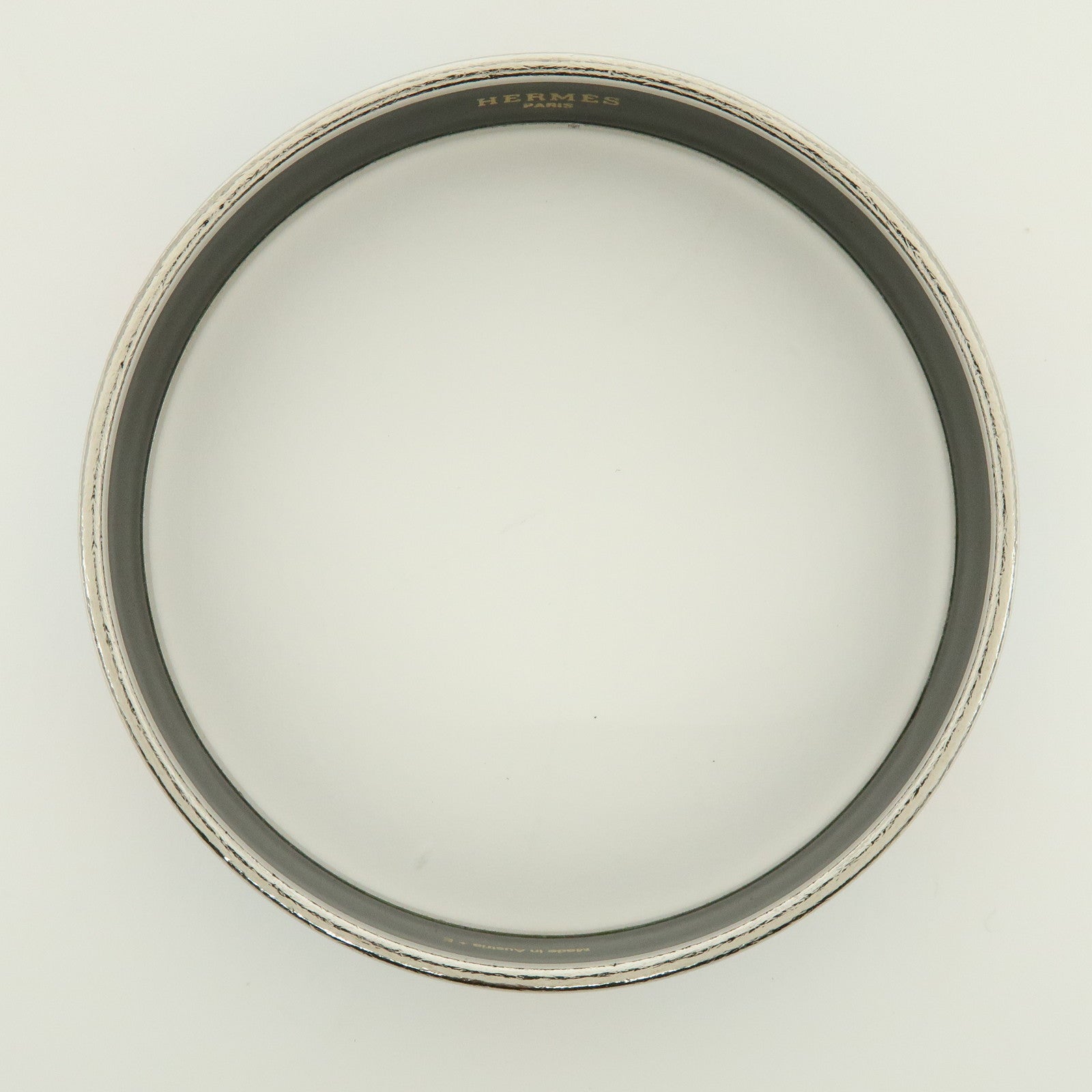 HERMES Email PM Silver Plated Bracelet Bangle Blue Multicolor