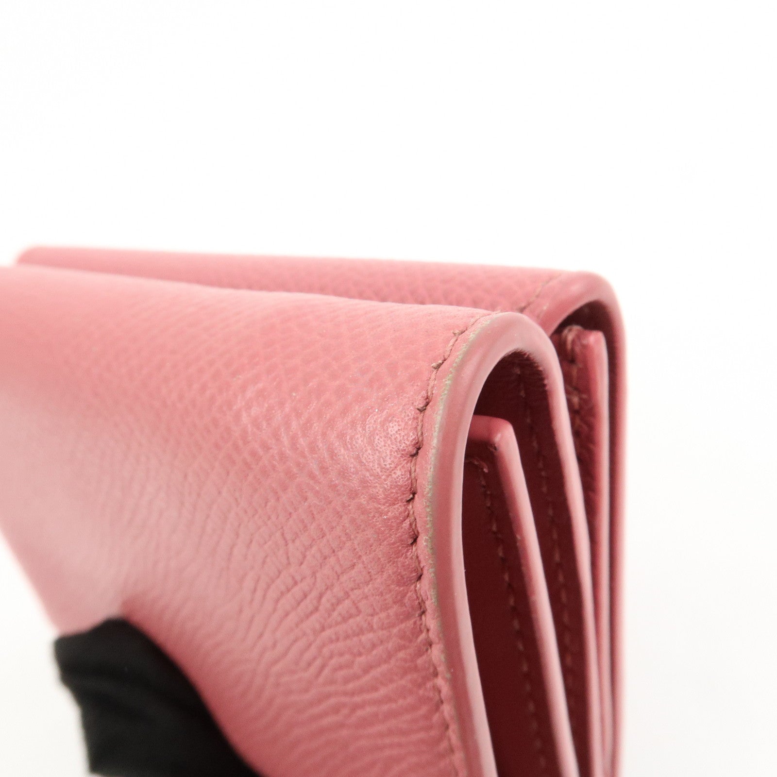 Christian Dior Logo Leather Tri-fold Small Compact Wallet Pink