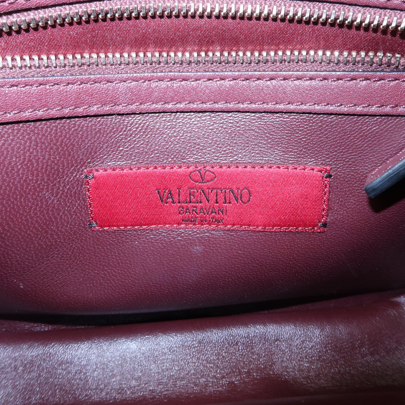 VALENTINO Rock Studs Leather Shoulder Bag Hand Bag Brown