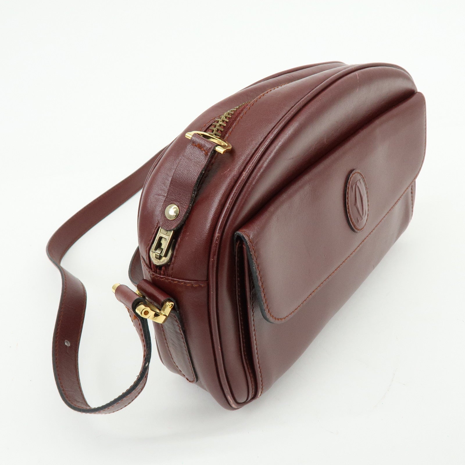 Cartier Must de Cartier Leather Shoulder Bag Crossbody Bag Bordeaux