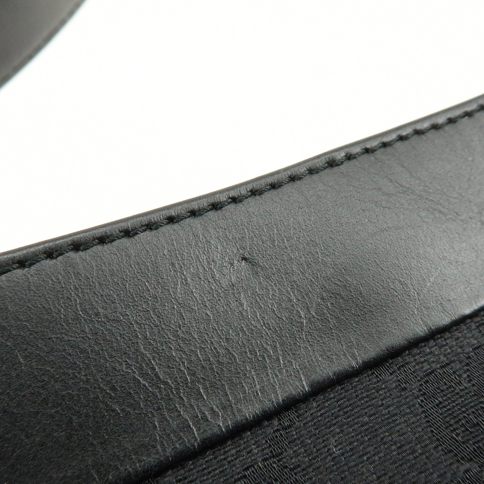 GUCCI GG Canvas Leather Shoulder Bag Hand Bag Black 33900