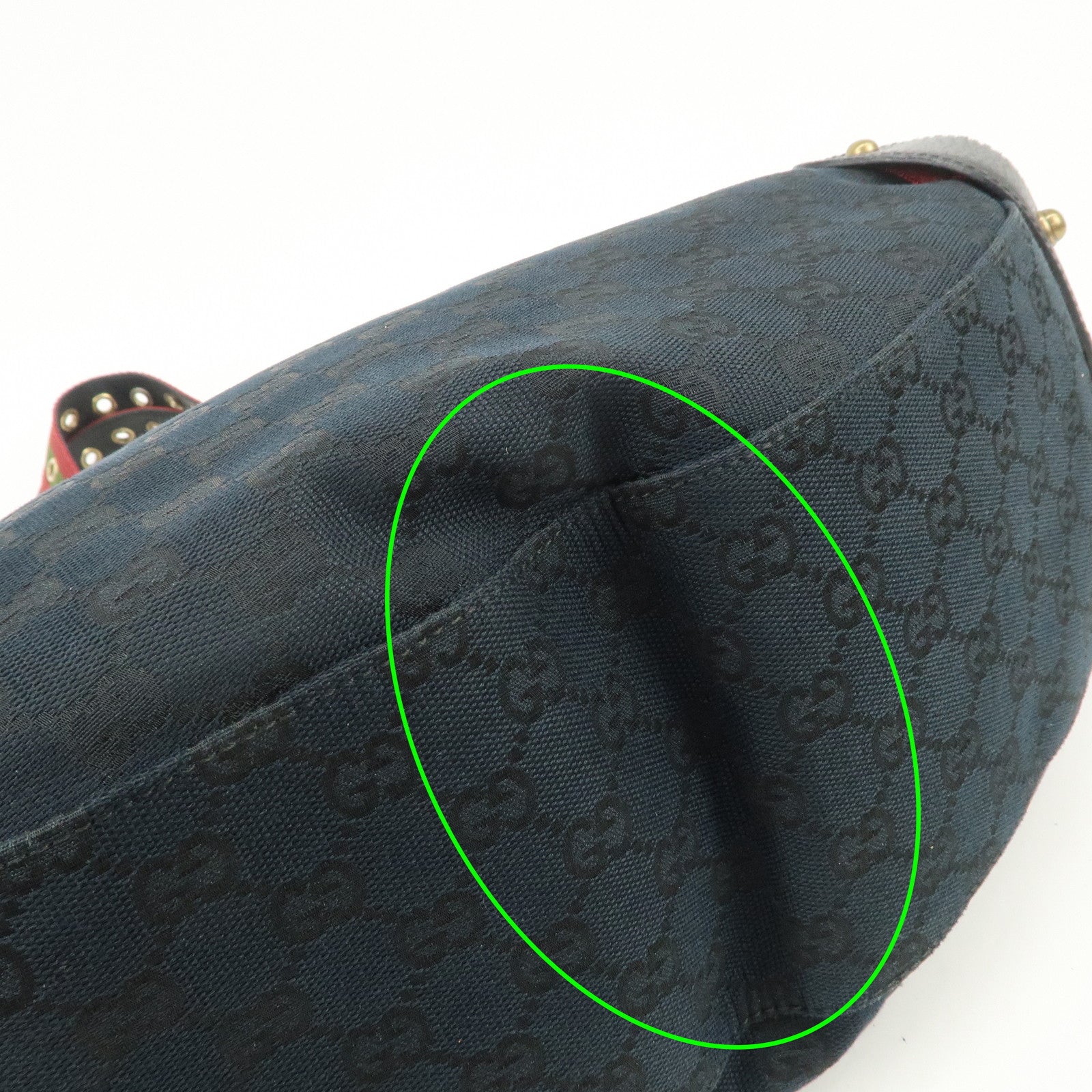 GUCCI Horsebit GG Canvas Leather Tote Bag Hand Bag Black 144186