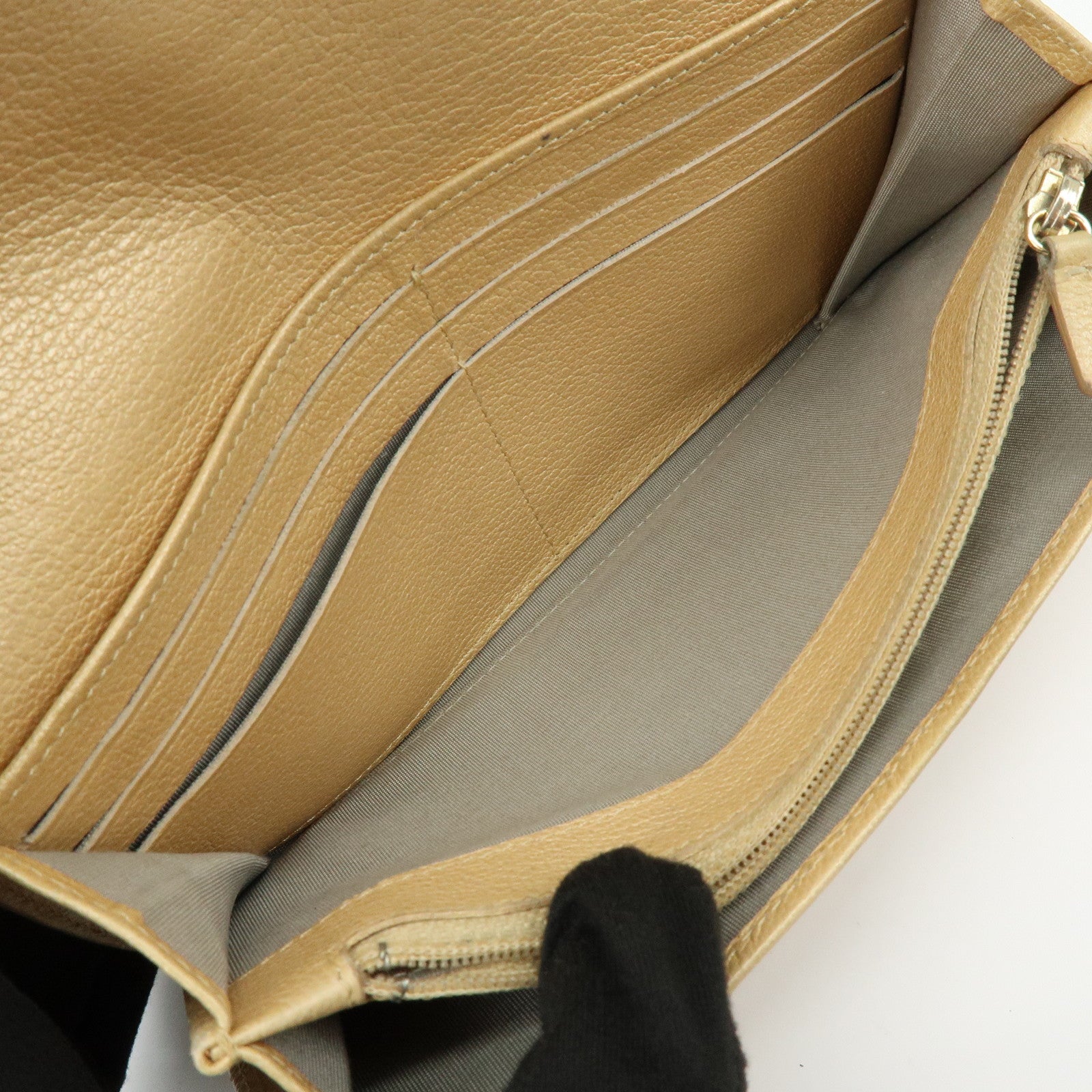 Chanel Camellia Calf Leather Long Flap Wallet Beige
