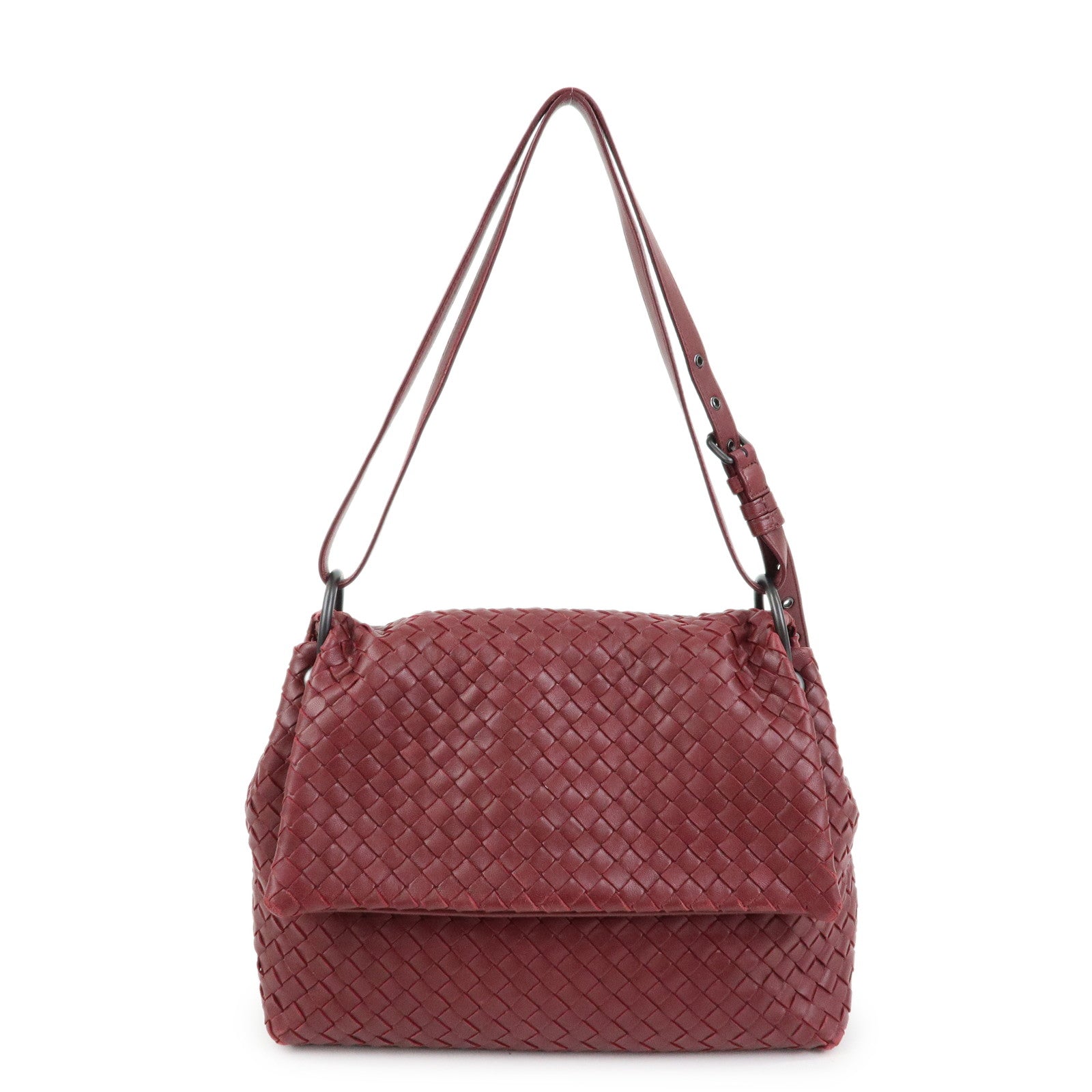 BOTTEGA VENETA Intrecciato Leather Shoulder Bag Bordeaux