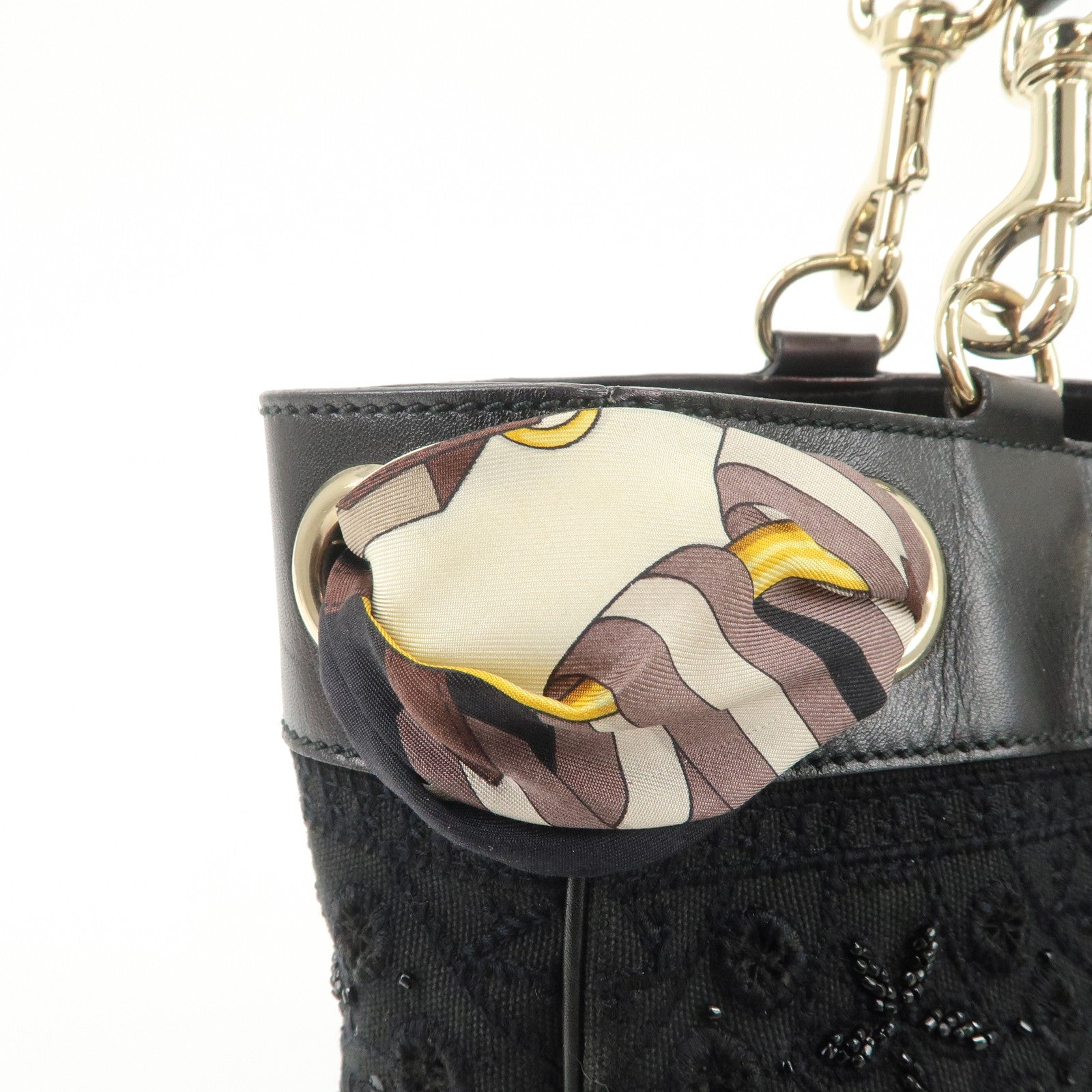 GUCCI Canvas Leather Hand Bag Tote Bag Black 163861