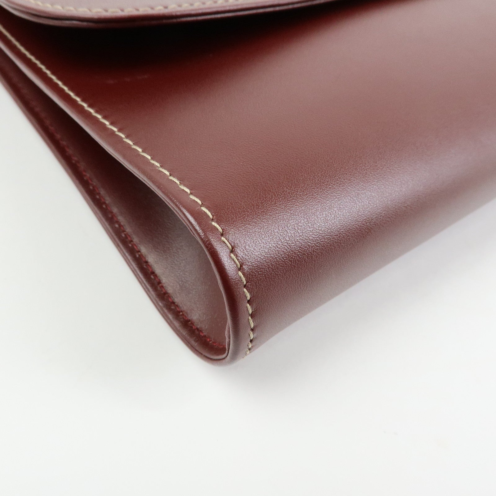 Cartier Must de Cartier Leather Clutch Bag Flat Pouch Bordeaux
