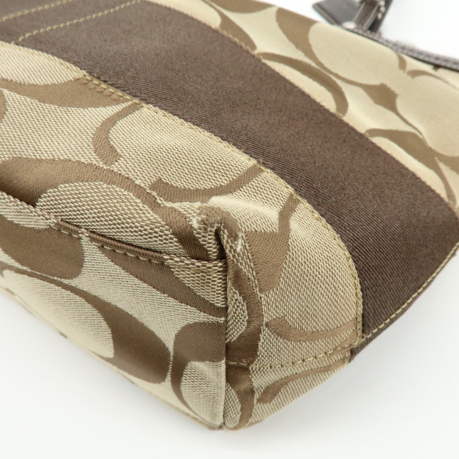 COACH Set of 2 Signature Canvas Leather Shoulder Bag Beige Brown