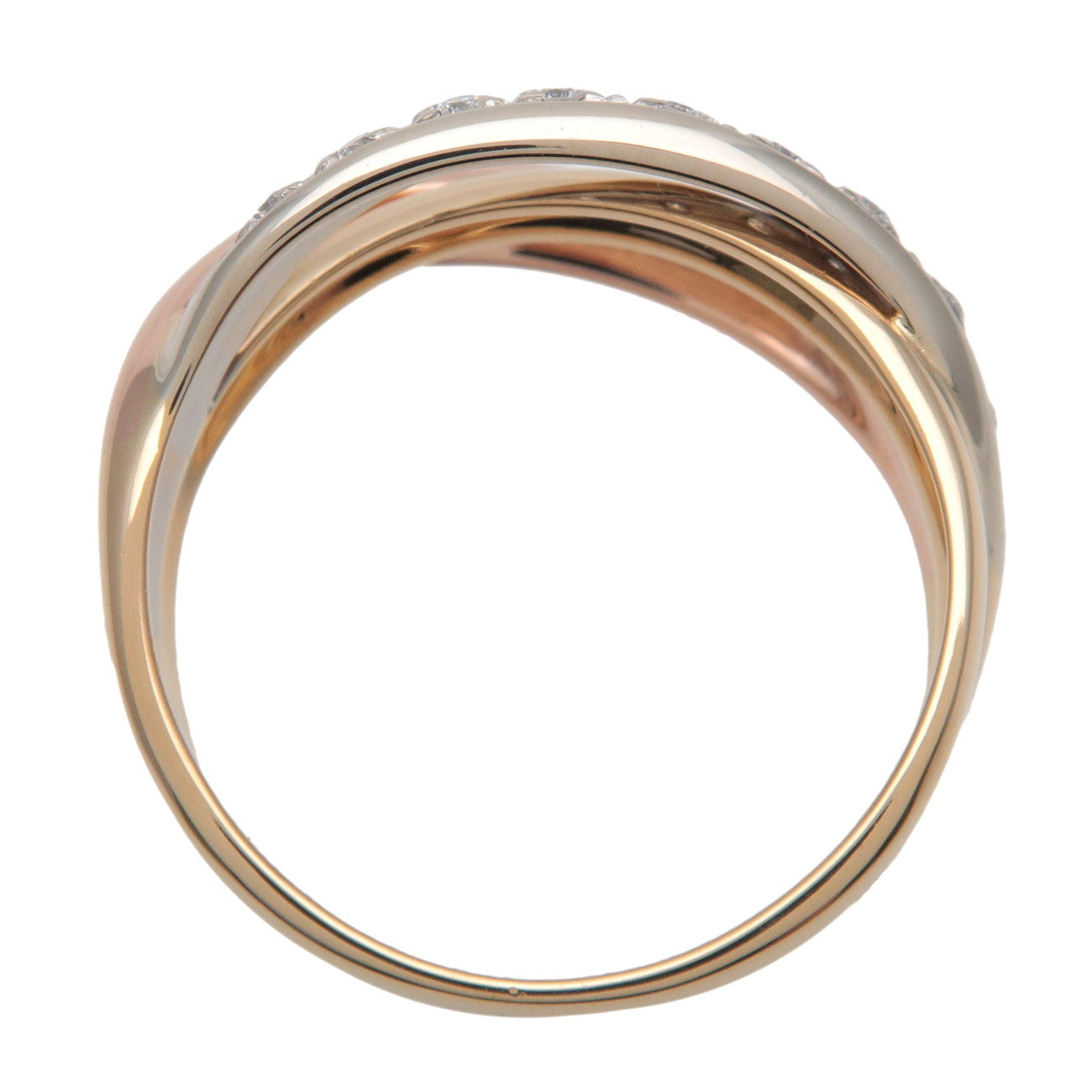 Ponte Vecchio Diamond Ring 750YG/PG/WG Yellow Rose White Gold US5