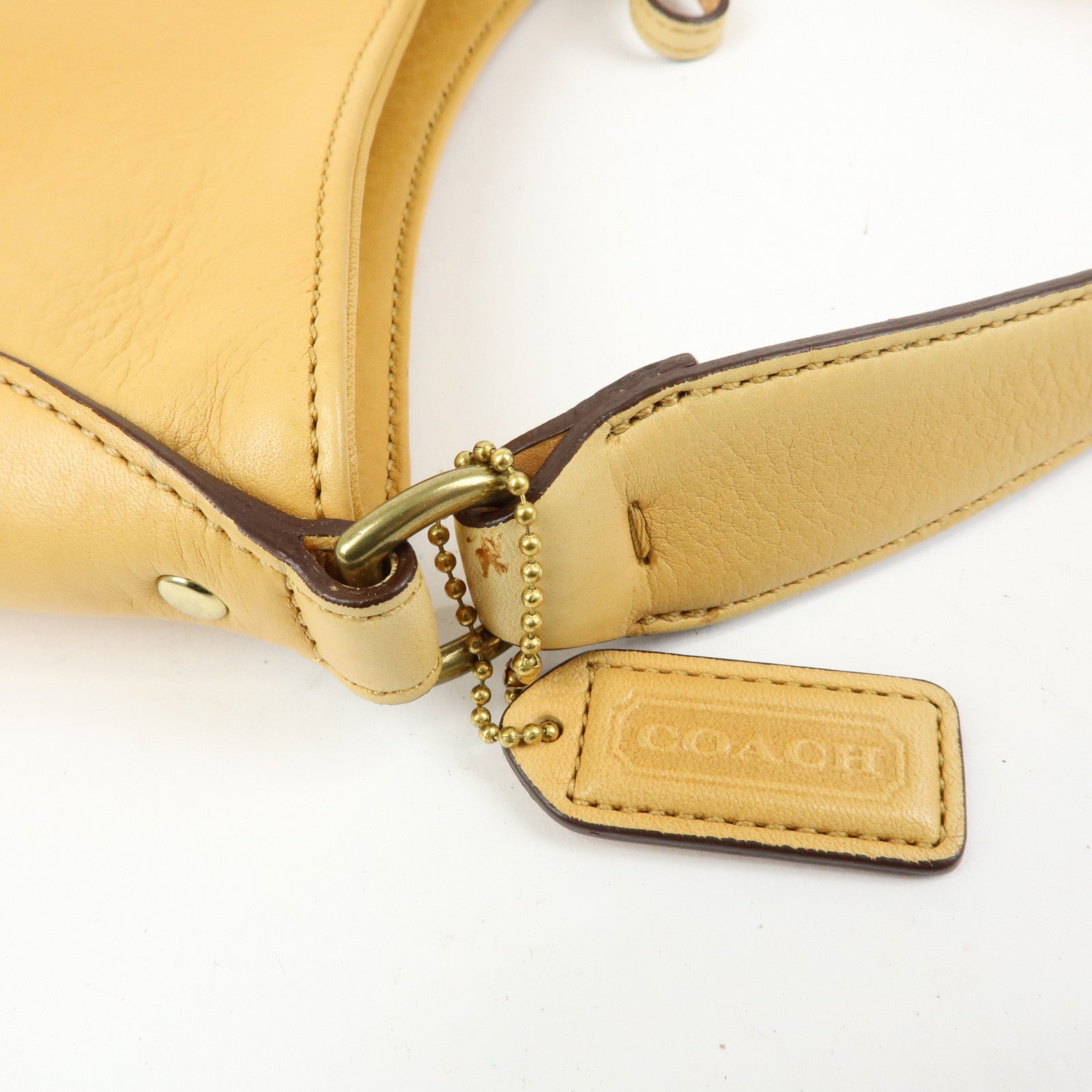 COACH Ergo Set of 2 Leather Shoulder Hand Bag Brown Beige Yellow