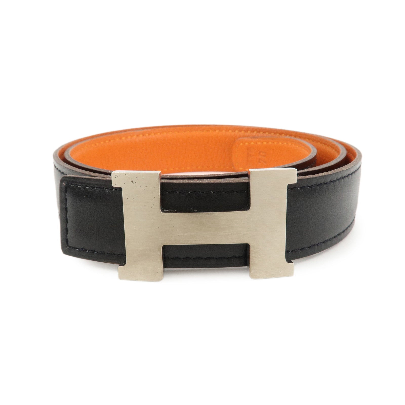 HERMES H Buckle Reversible Constance Leather Belt E Stamped Black