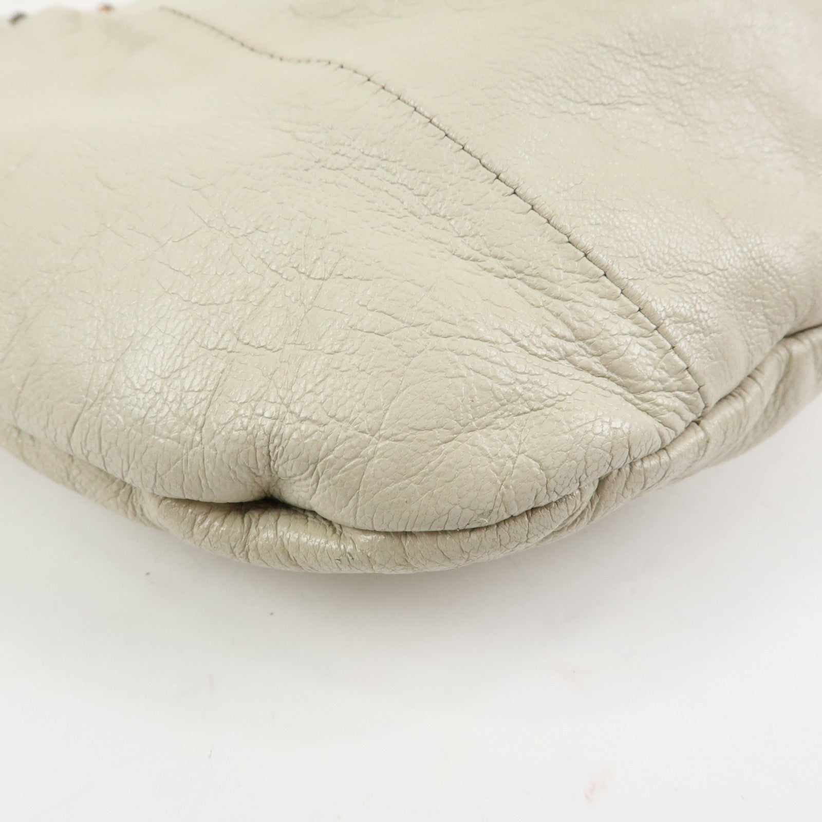 GUCCI Bamboo Leather Hand Bag Shoulder Bag Ivory 124293