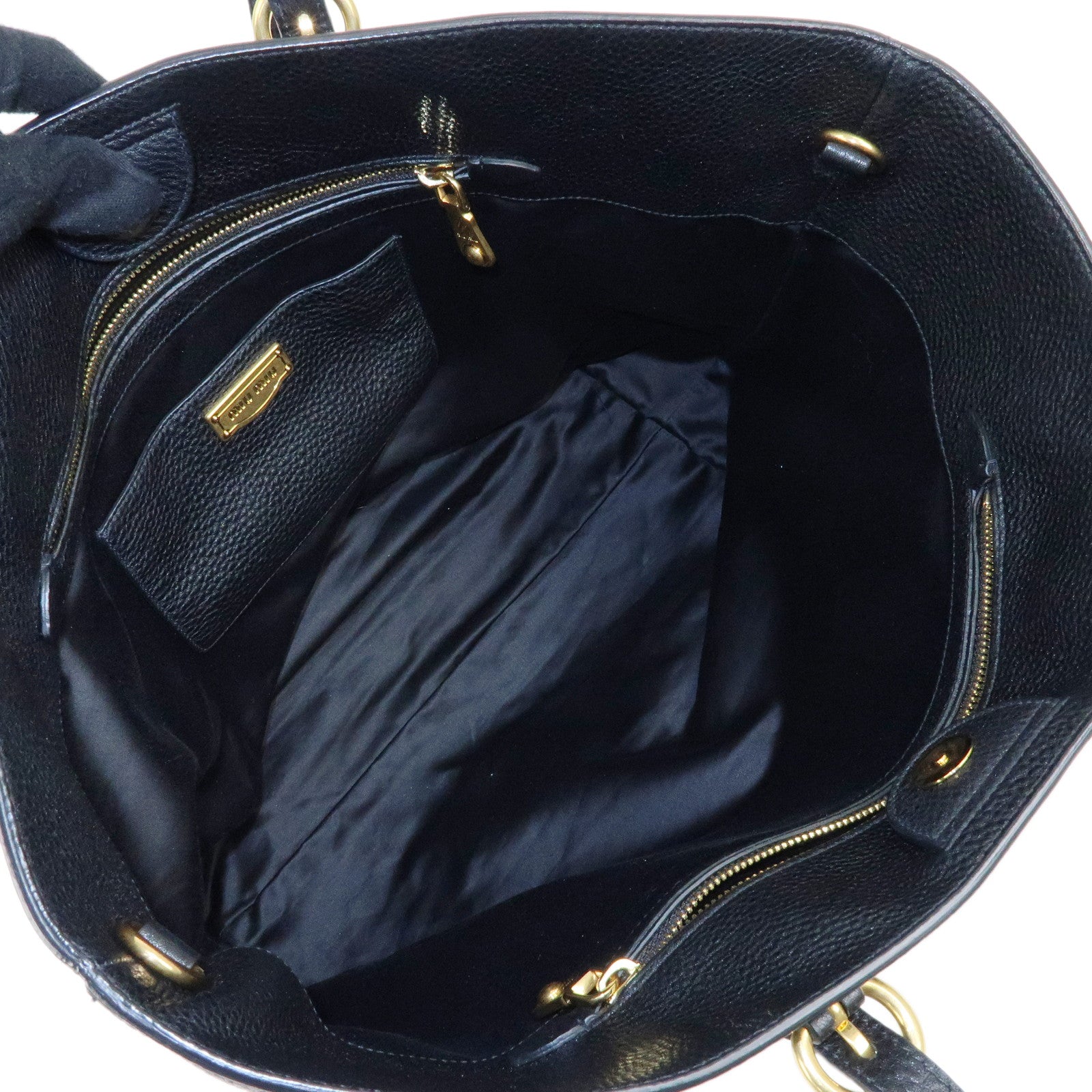 MIU MIU Madras Leather 2Way Bag Hand Bag Shoulder Bag Black