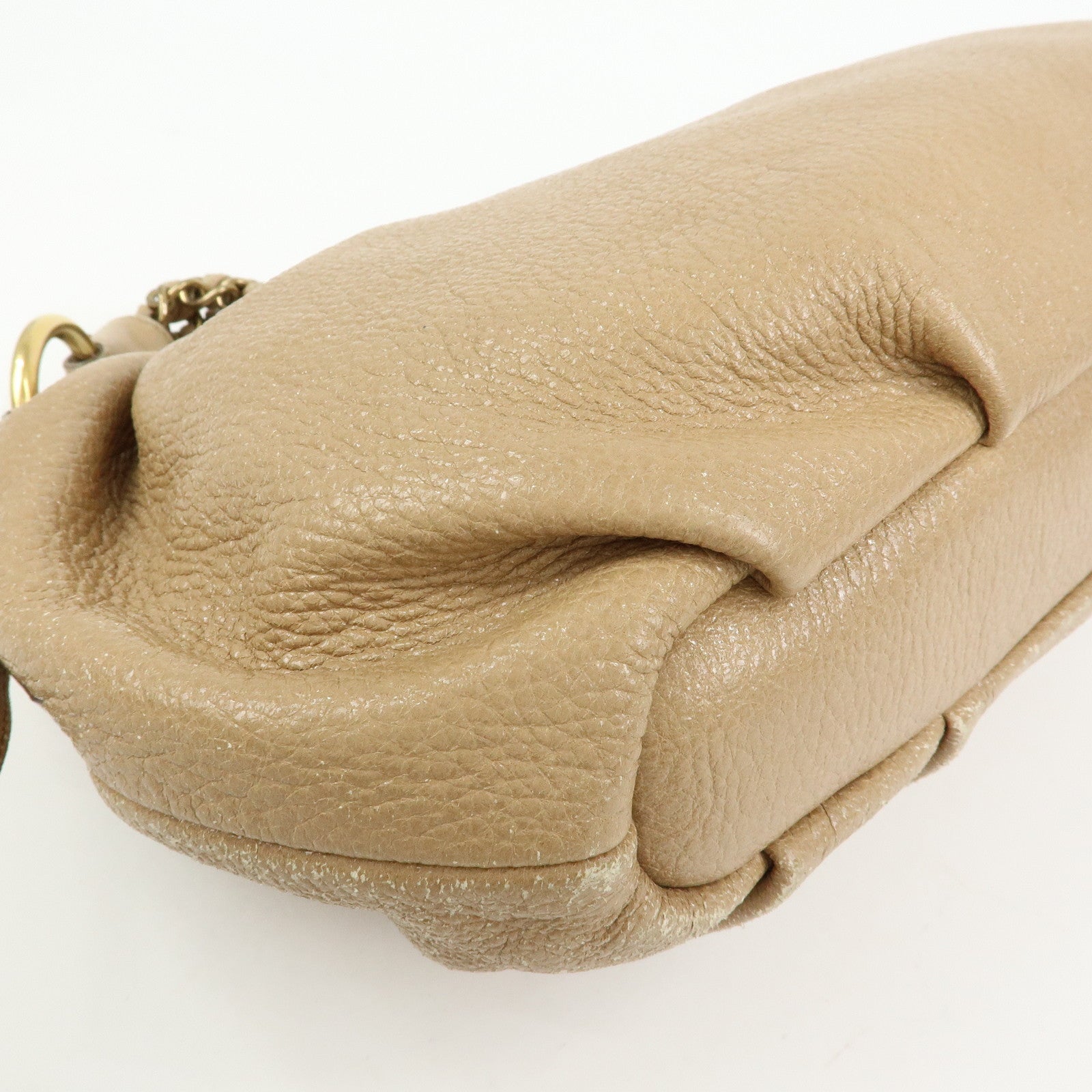 PRADA Logo Leather Chain One Shoulder Bag Light Brown BR4243