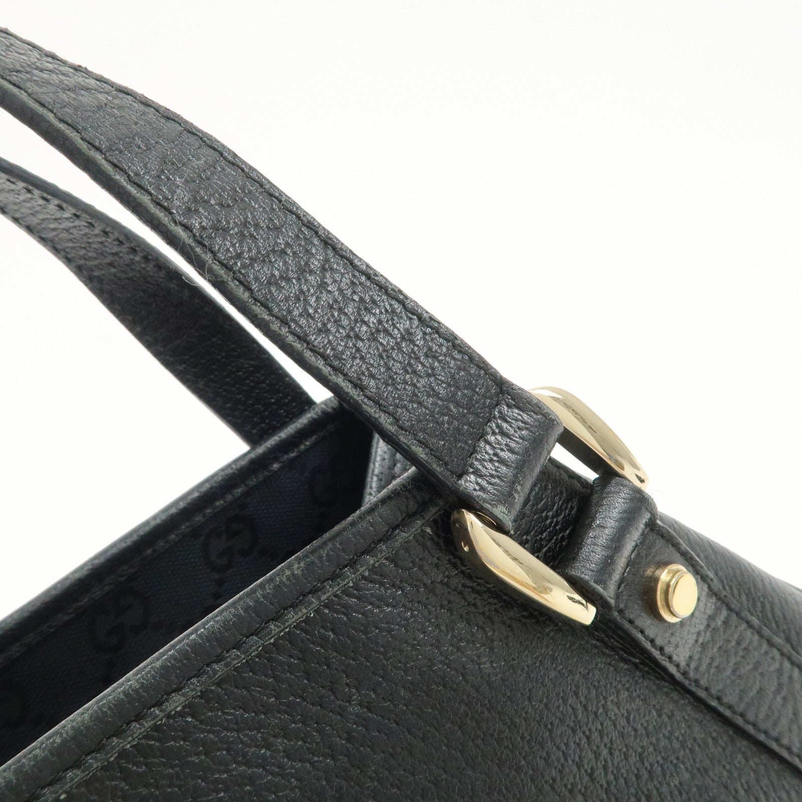 GUCCI Abbey Leather Tote Bag Hand Bag Black 130736