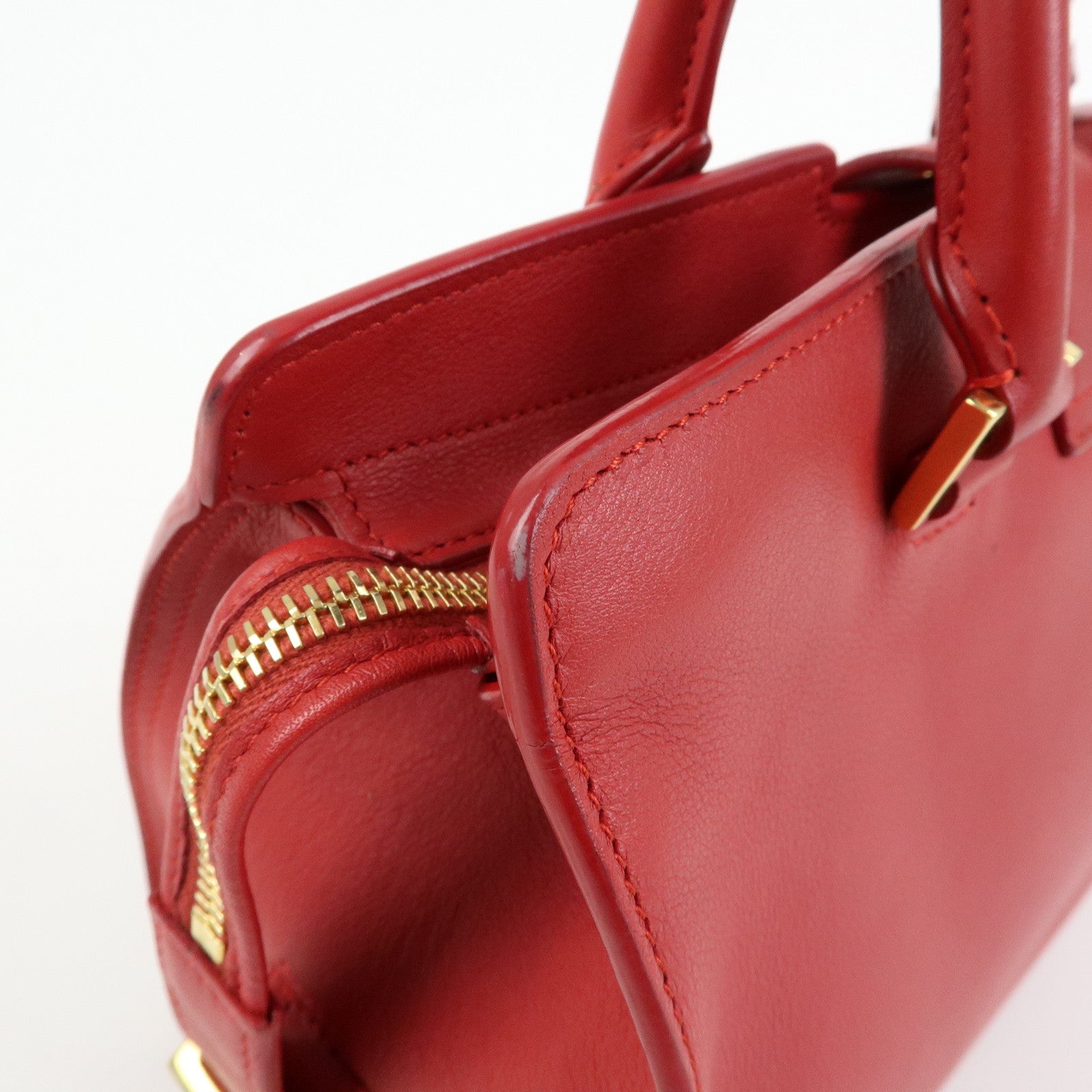 SAINT LAURENT PARIS Baby Cabas Leather 2Way Bag Hand Bag Red 424868