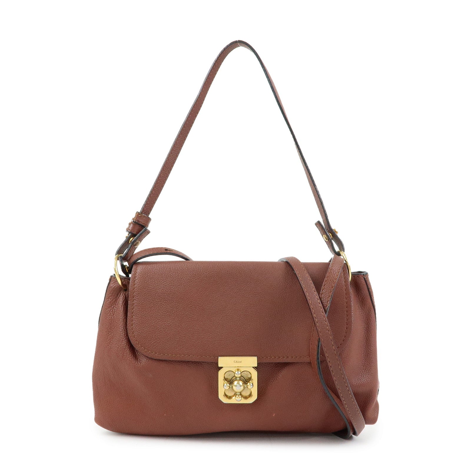 Chloe Elsie Leather 2Way Bag Shoulder Bag Hand Bag Brown