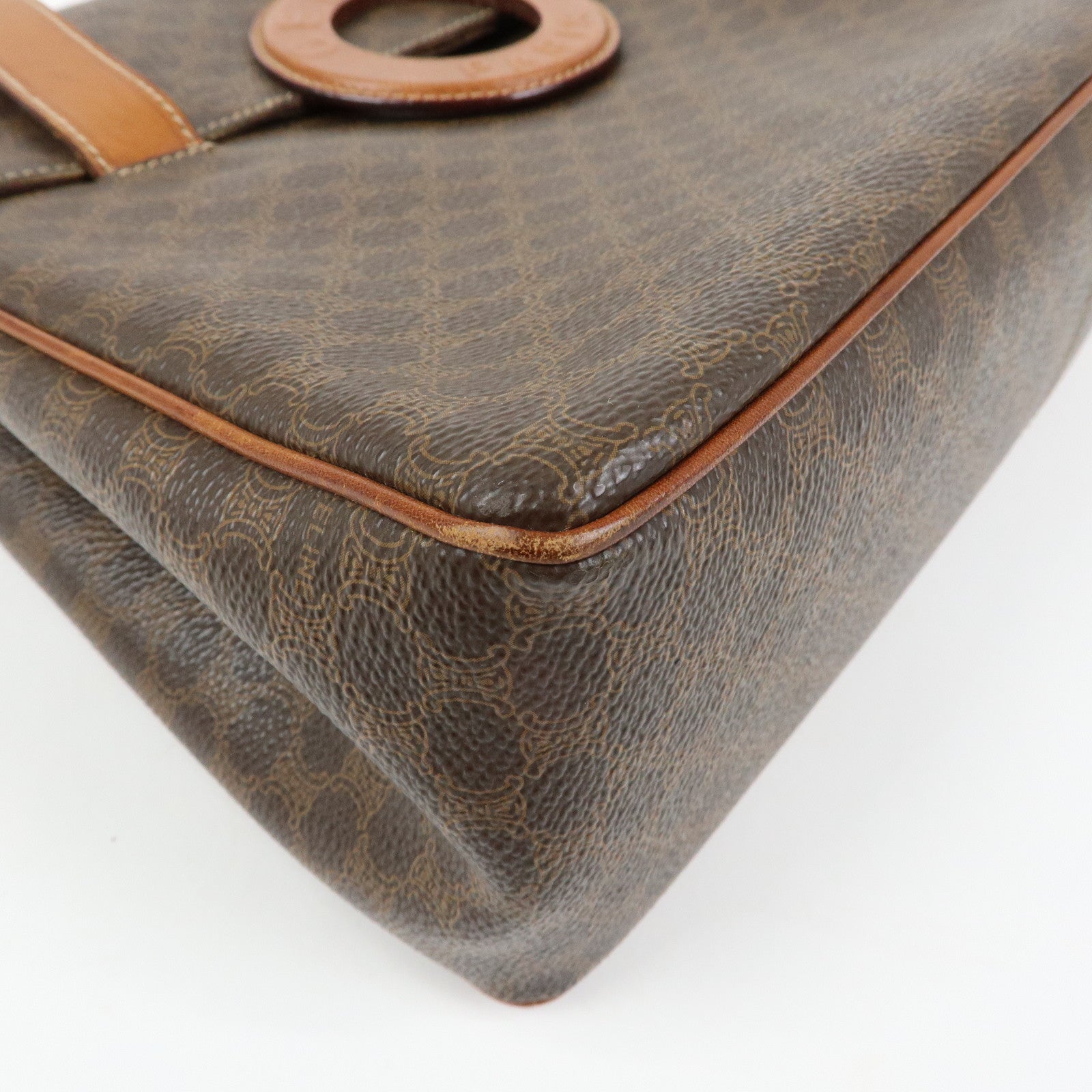 CELINE  Macadam PVC Leather Shoulder Bag Tote Bag Brown