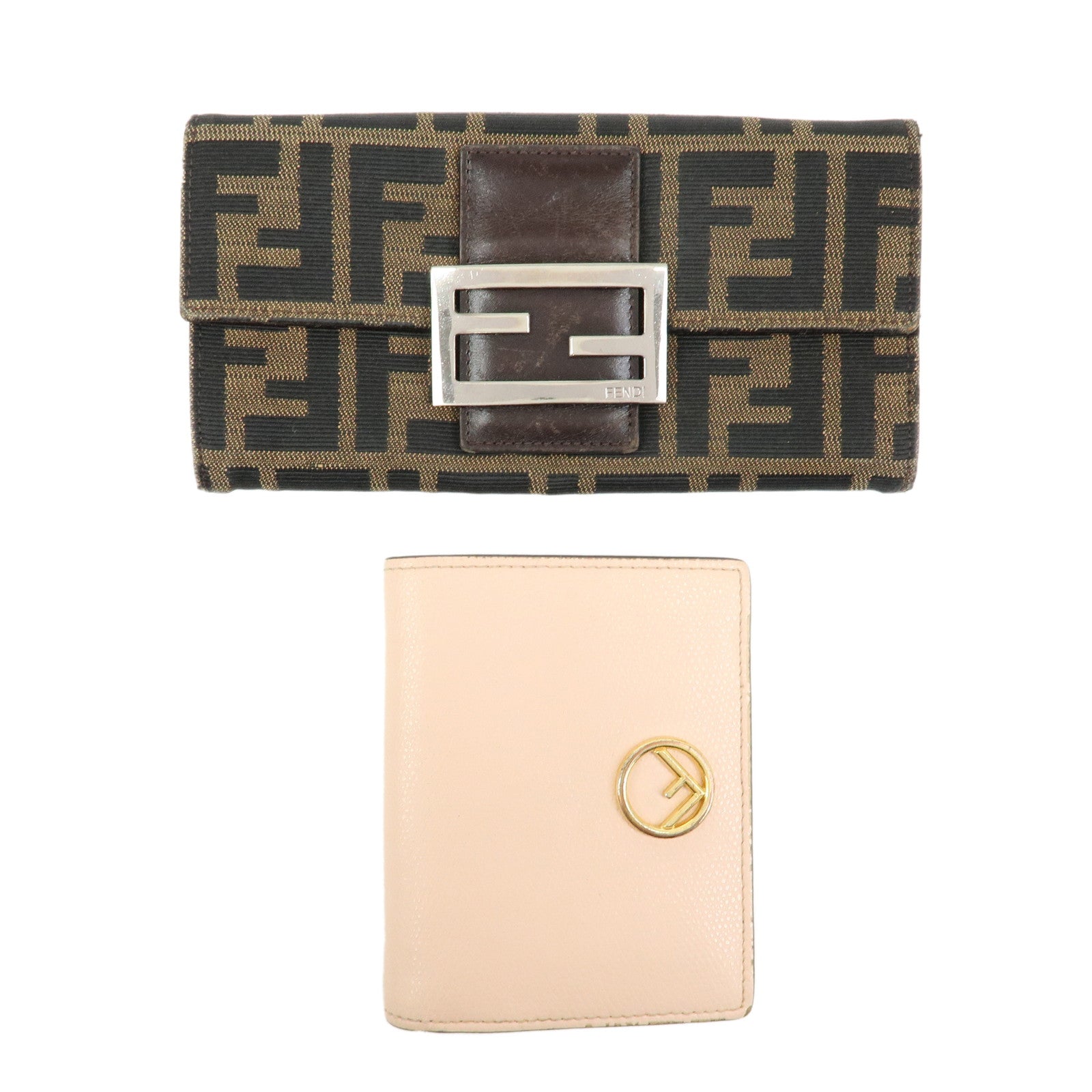 FENDI F IS FENDI Set of 2 Zucca Leather Canvas Wallet 8M0387 8M0021