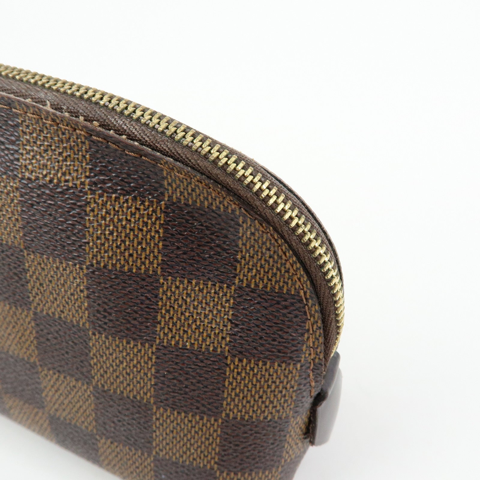Louis Vuitton Damier Ebene Pochette Cosmetic PM Pouch Brown N47516