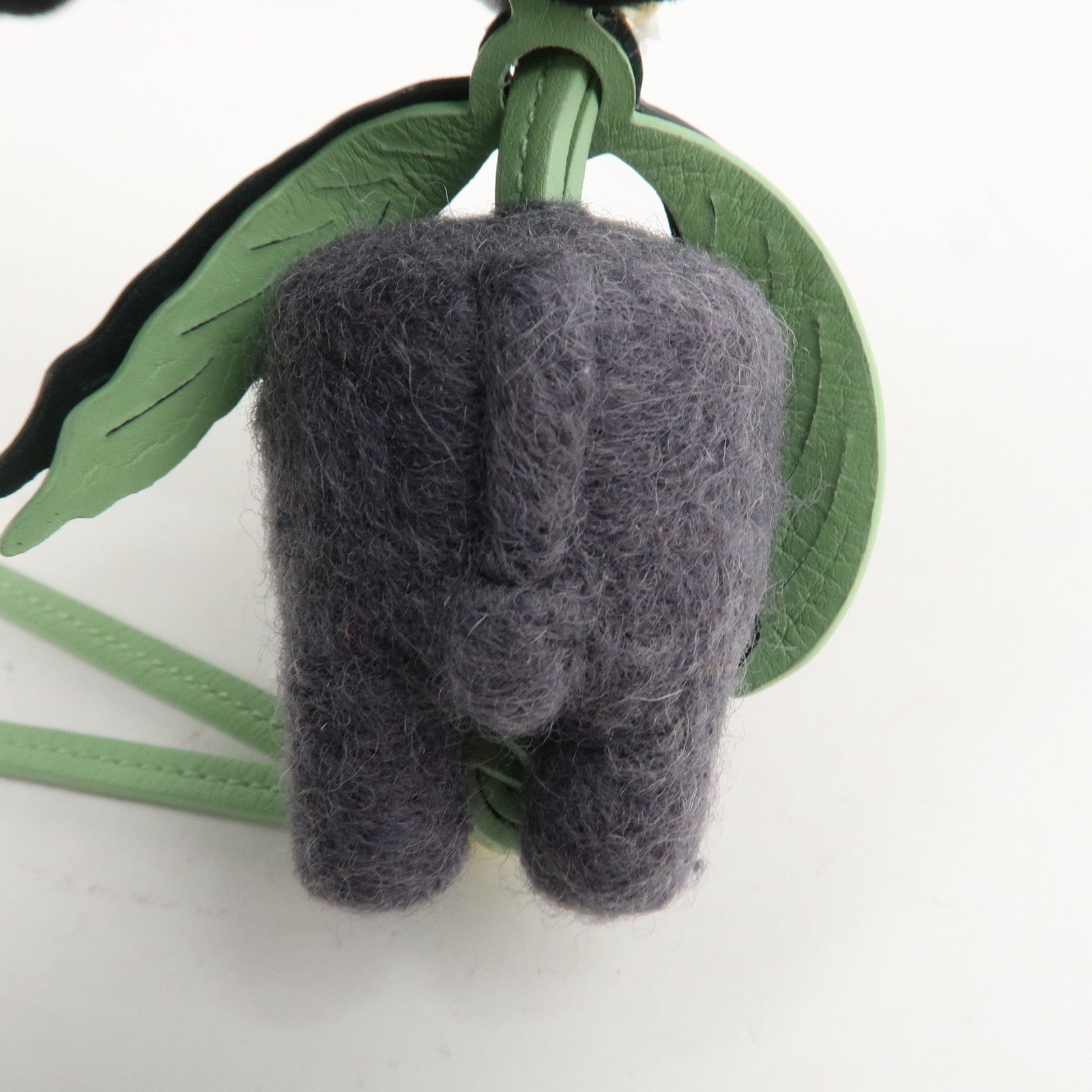 LOEWE Suna Fujita Calf Leather Felt Elephant Bag Charm Gray