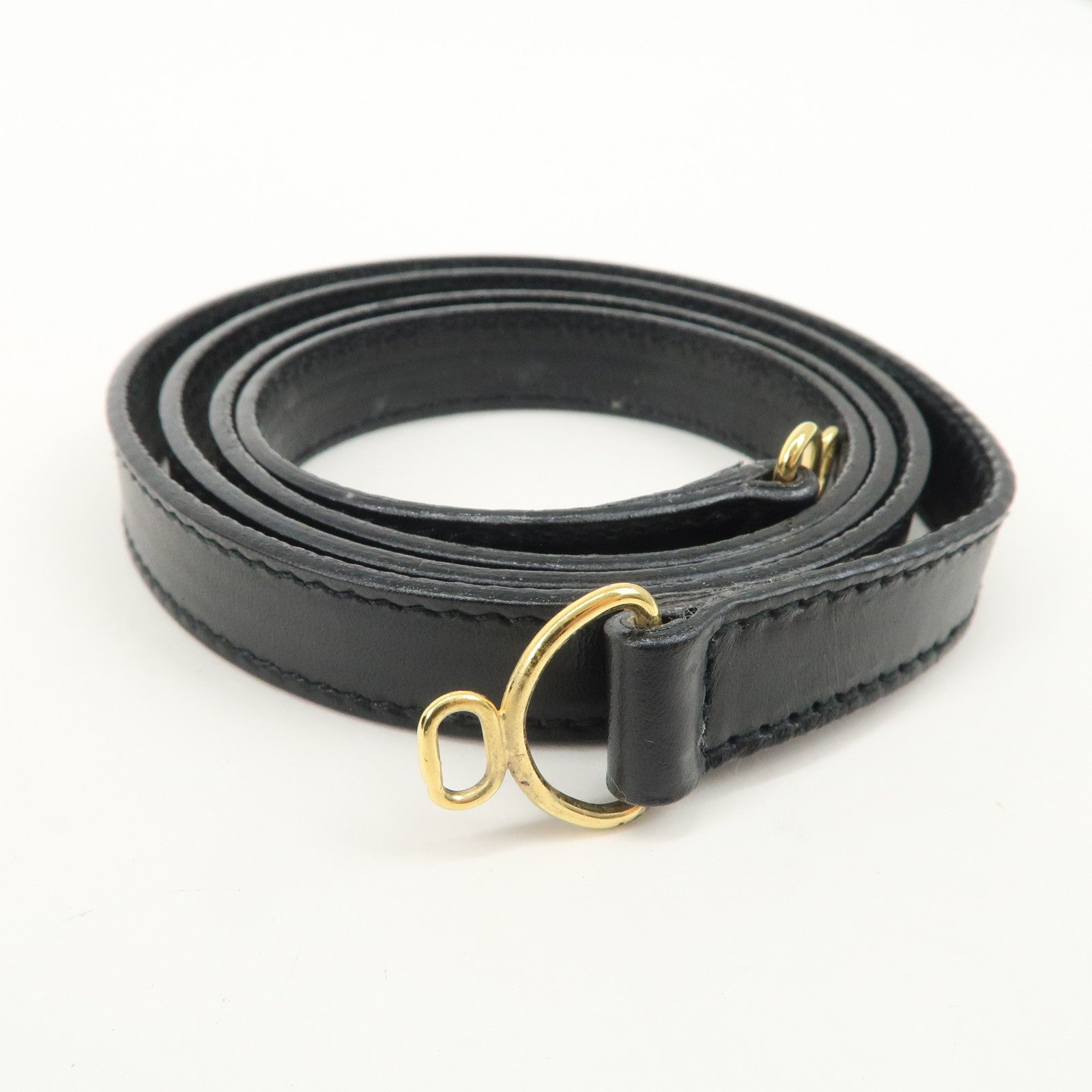 Ferragamo Gancini Leather 2Way Bag Hand Bag Shoulder Bag Black