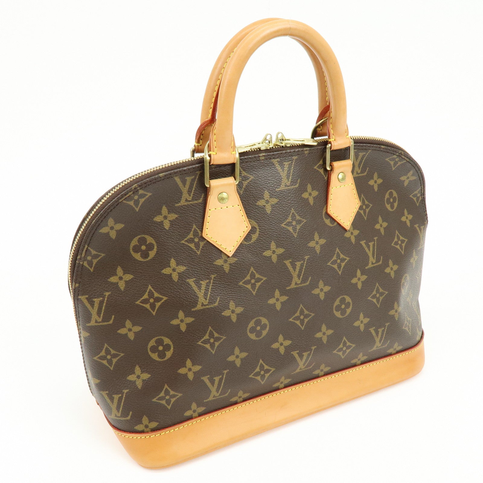 Louis Vuitton Monogram Alma Canvas Leather Hand Bag Brown M51130