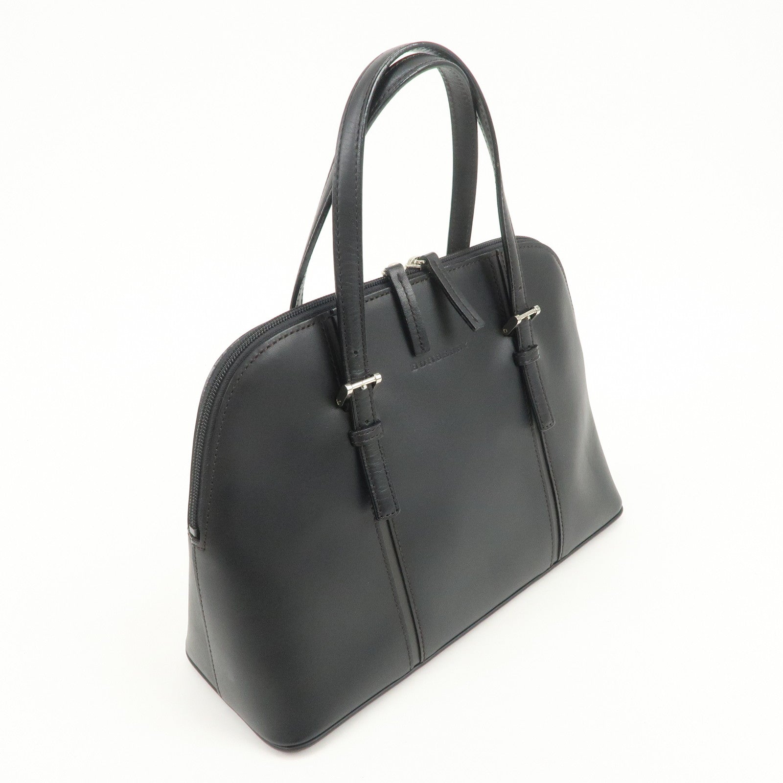 BURBERRY Logo Leather Hand Bag Black