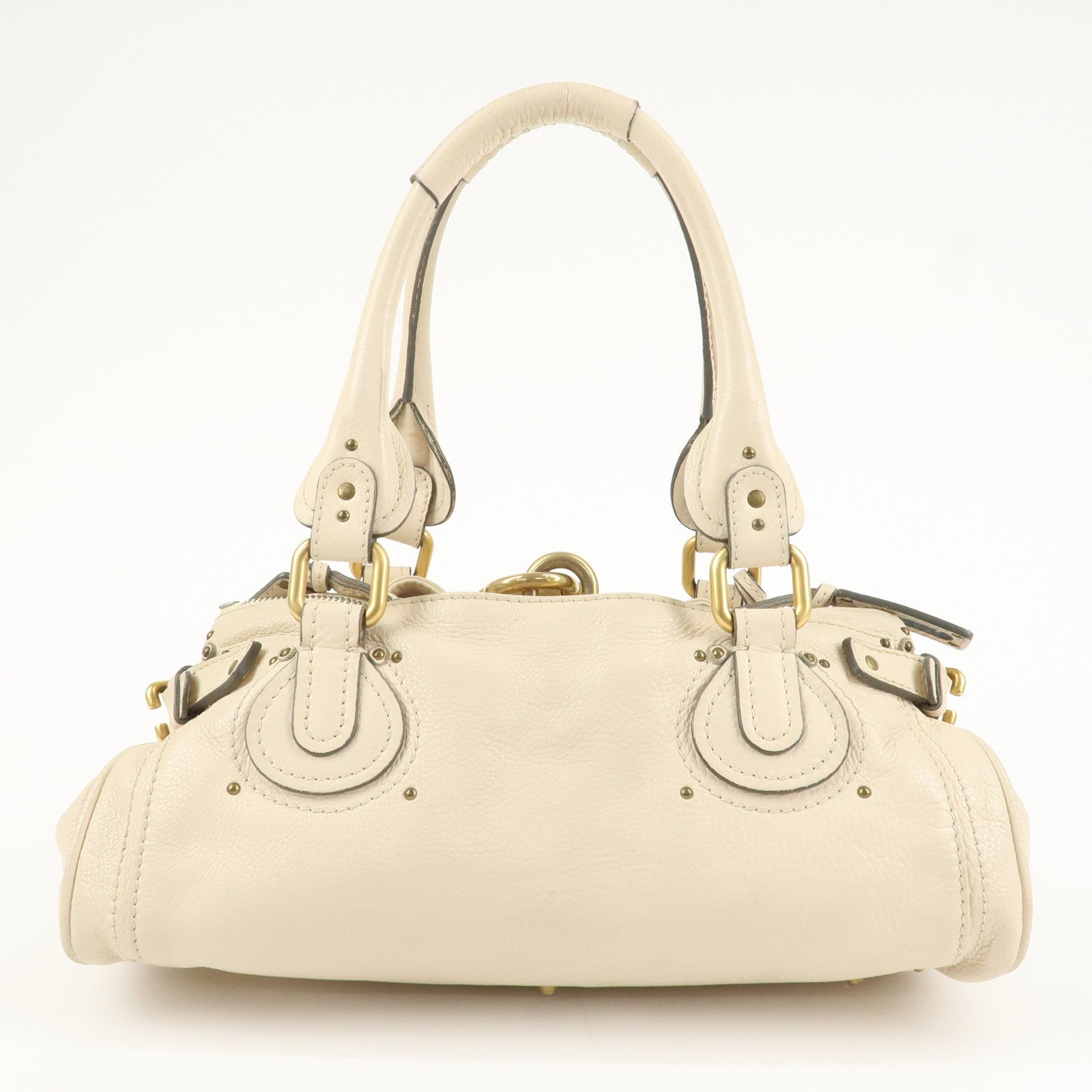 Chloe Paddington Leather Medium Hand Bag Shoulder Bag Ivory Used