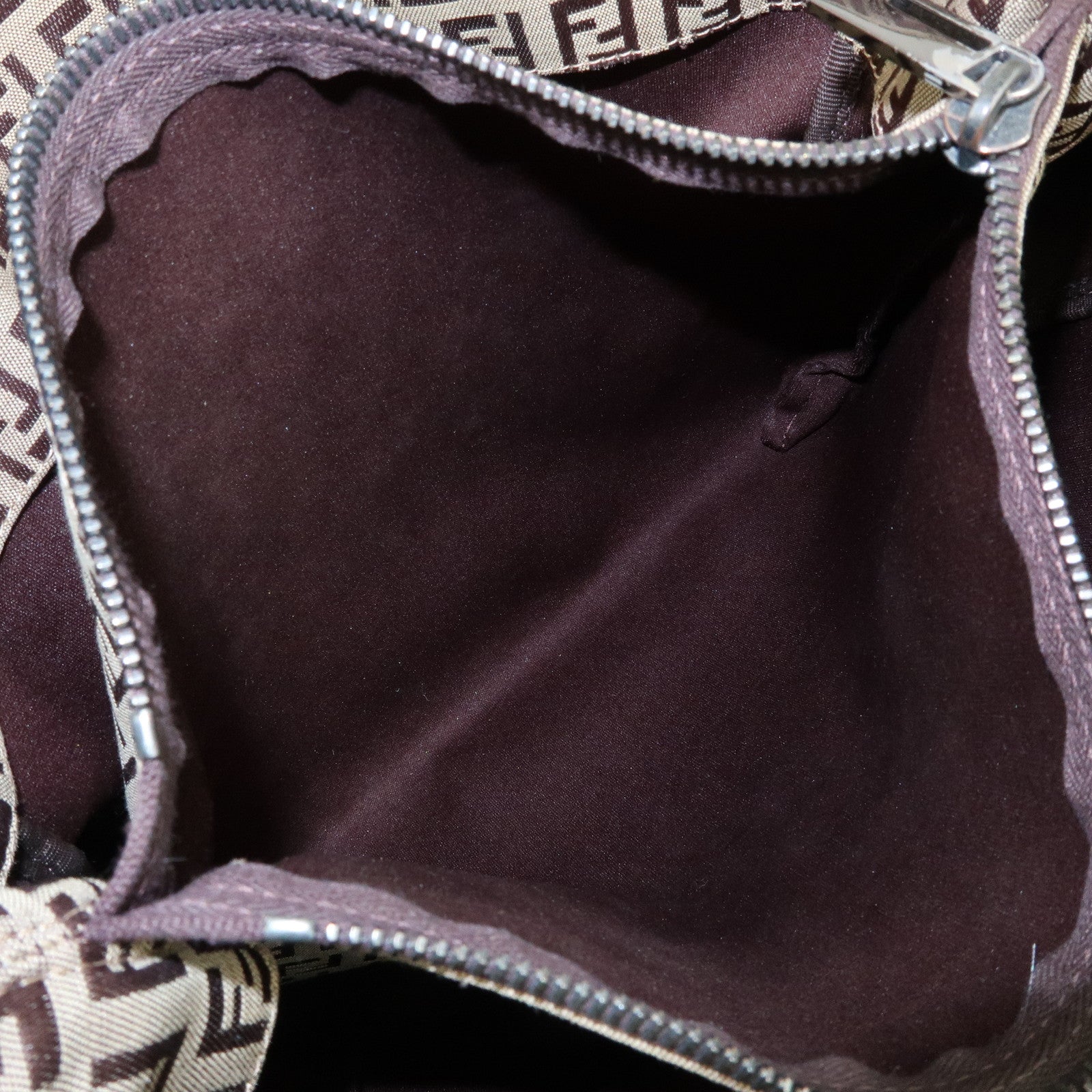 FENDI Zucchino Canvas Leather Tote Bag Beige Brown 8BH019