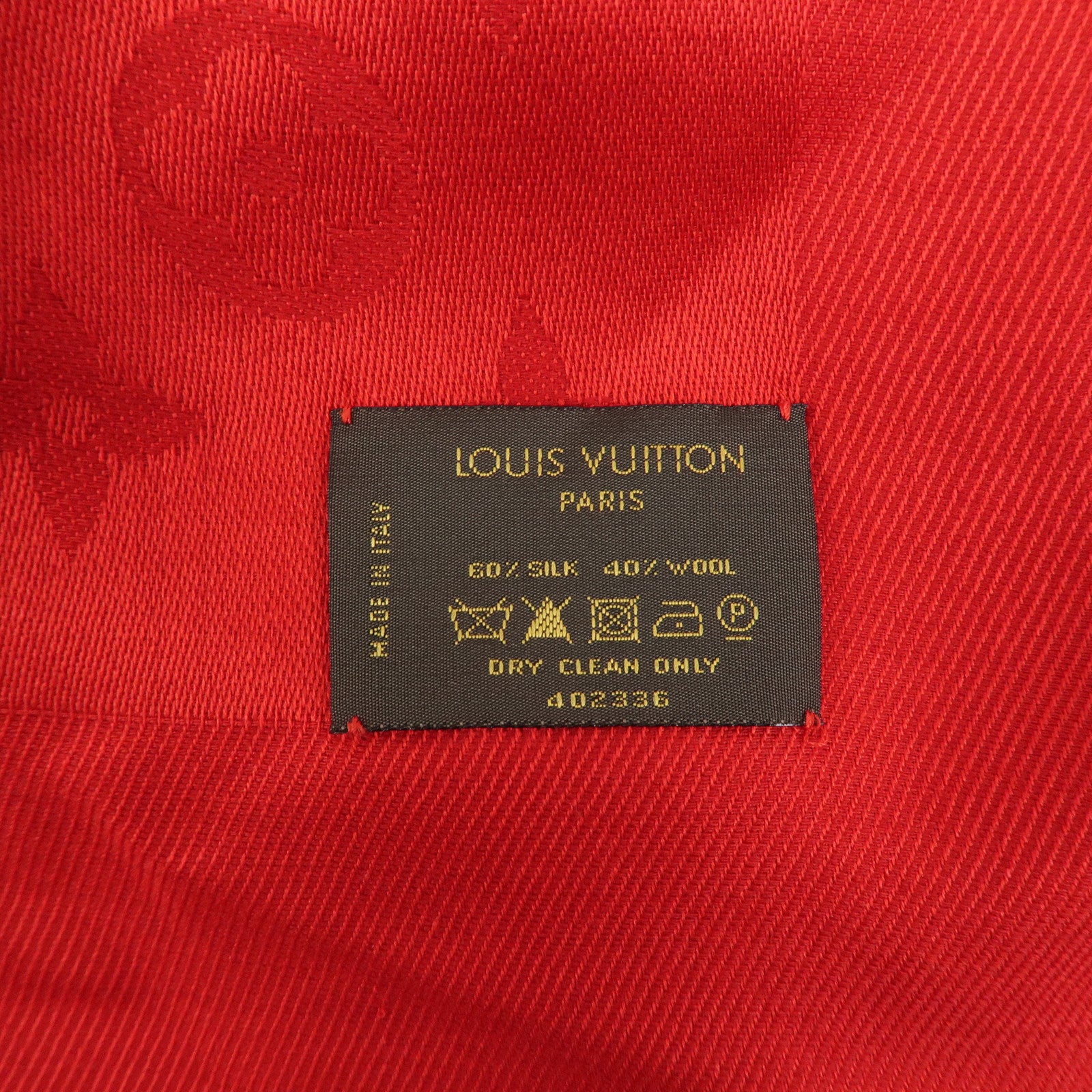 Louis Vuitton Monogram Shawl Silk Wool Large Scarf Red M72237