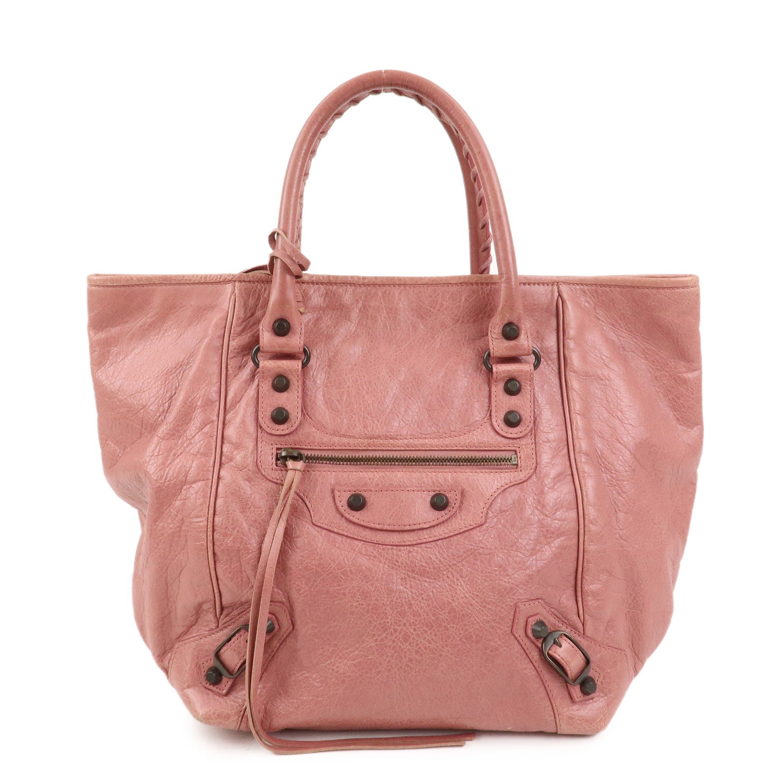 BALENCIAGA The Sunday Leather Tote Bag Hand Bag Pink 228750