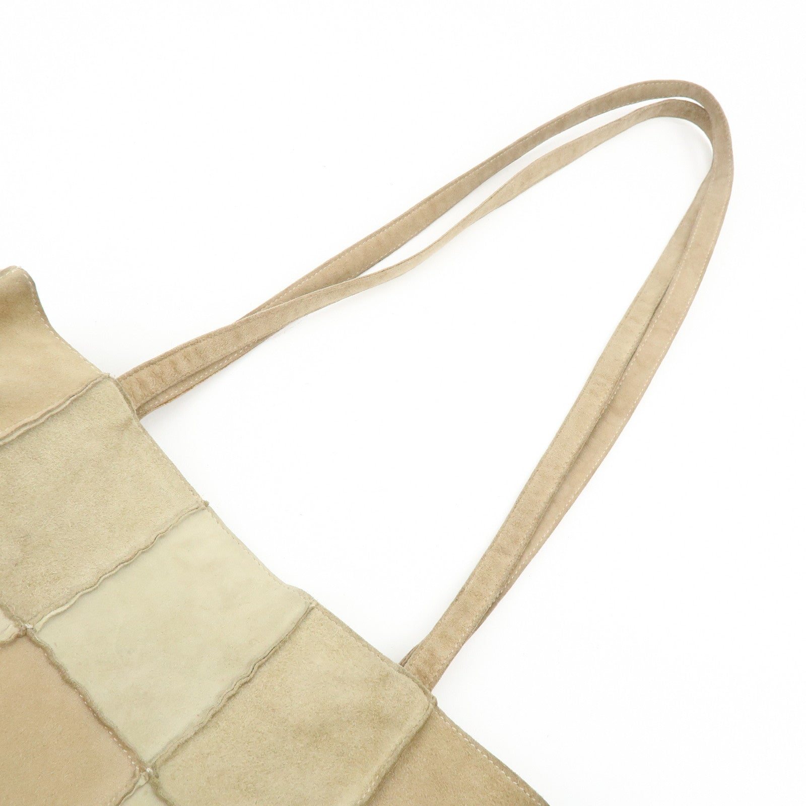 CHANEL Suede Patchwork Shoulder Bag Tote Bag Beige