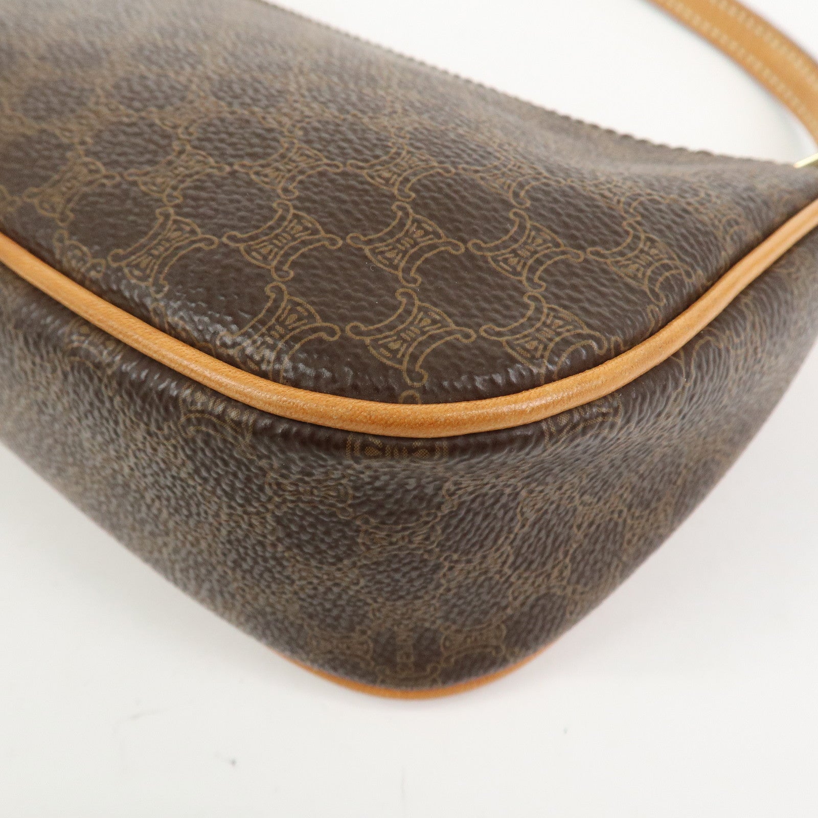 CELINE Macadam Logo PVC Leather Shoulder Bag Hand Bag Brown