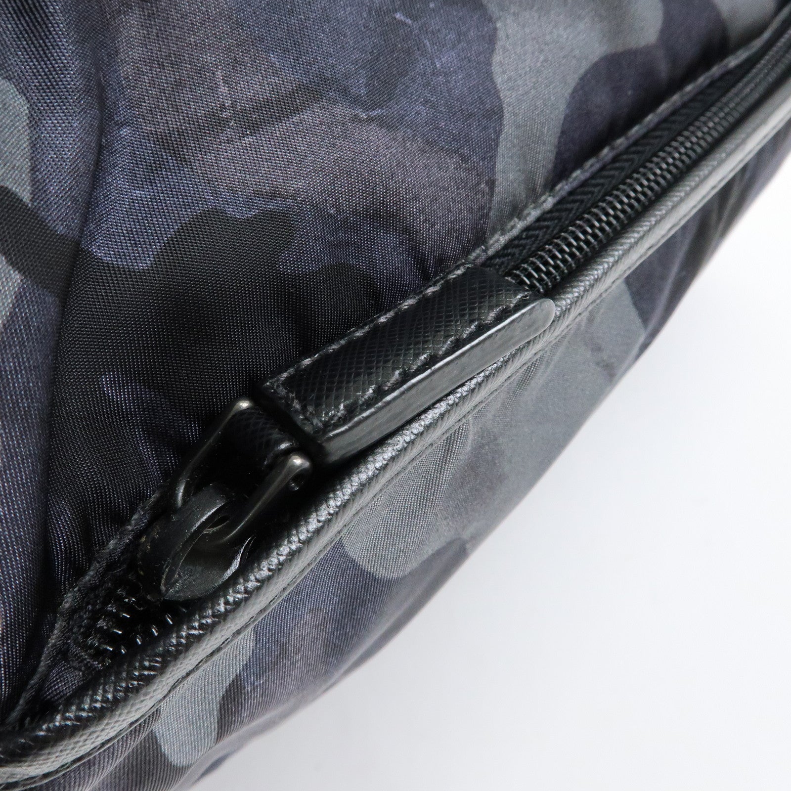PRADA Triangle Logo Nylon Saffiano Leather Shoulder Bag VA0768