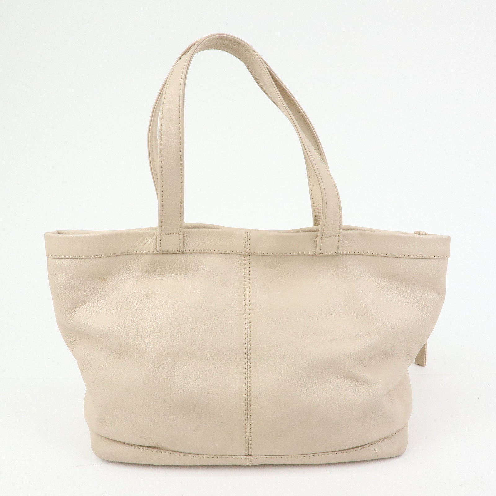 Chloe See by Chole Leather Tote Bag Hand Bag Pouch Beige
