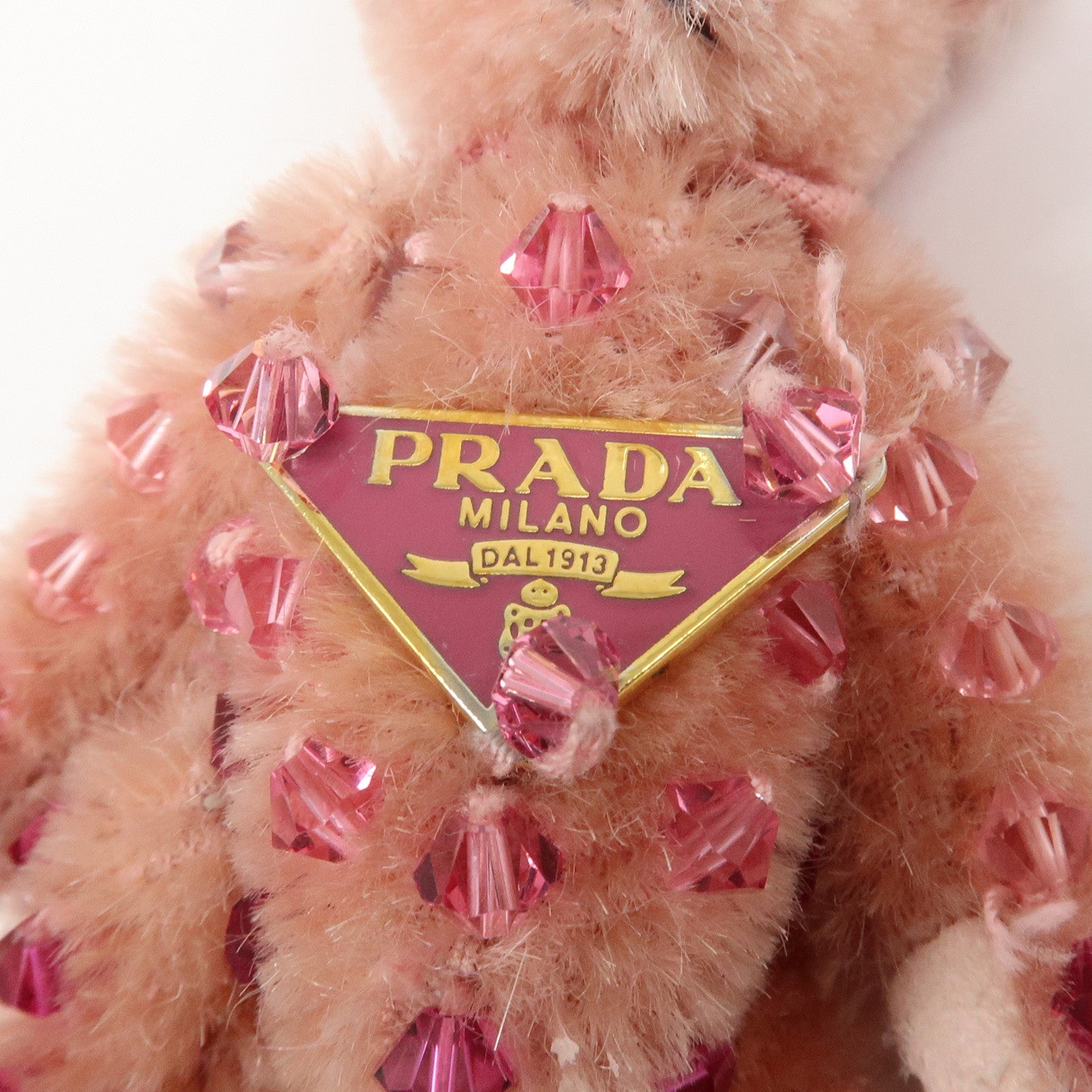 PRADA Logo Bear Motif Bag Charm Key Holder Bijou Pink