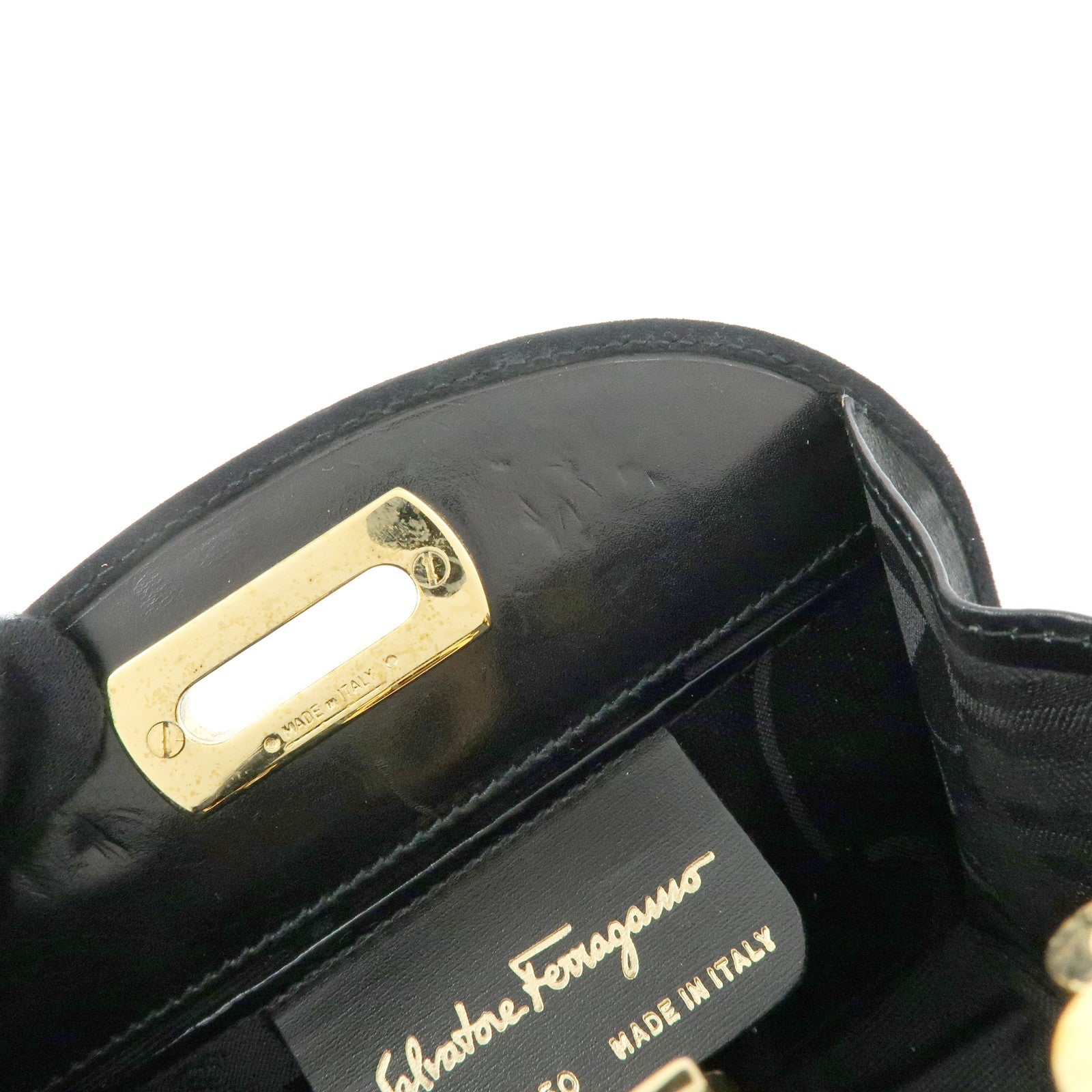 Ferragamo Gancini Suede Leather Chain Shoulder Crossbody Bag Black