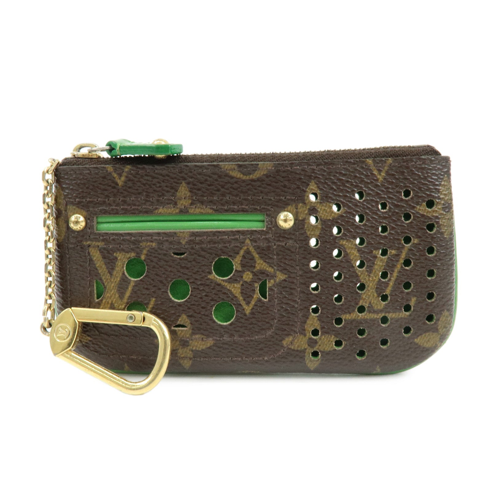 Louis Vuitton Monogram Perfo Pochette Cles Key Case Vert M95186