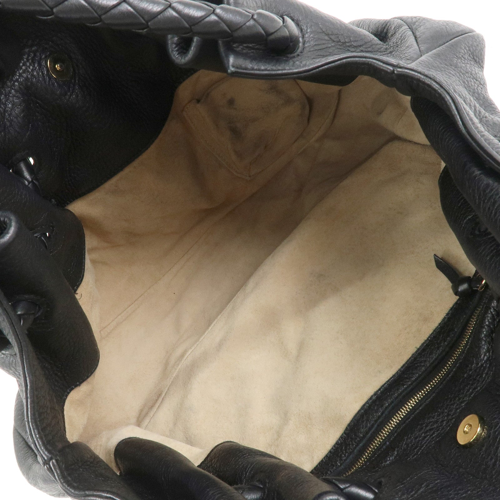 BOTTEGA VENETA Intrecciato Leather Hand Bag Shoulder Bag Black