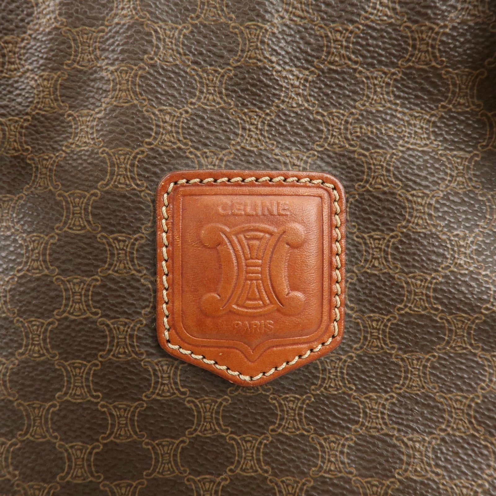 CELINE Macadam PVC Leather Tote Bag Hand Bag Shoulder Bag Brown