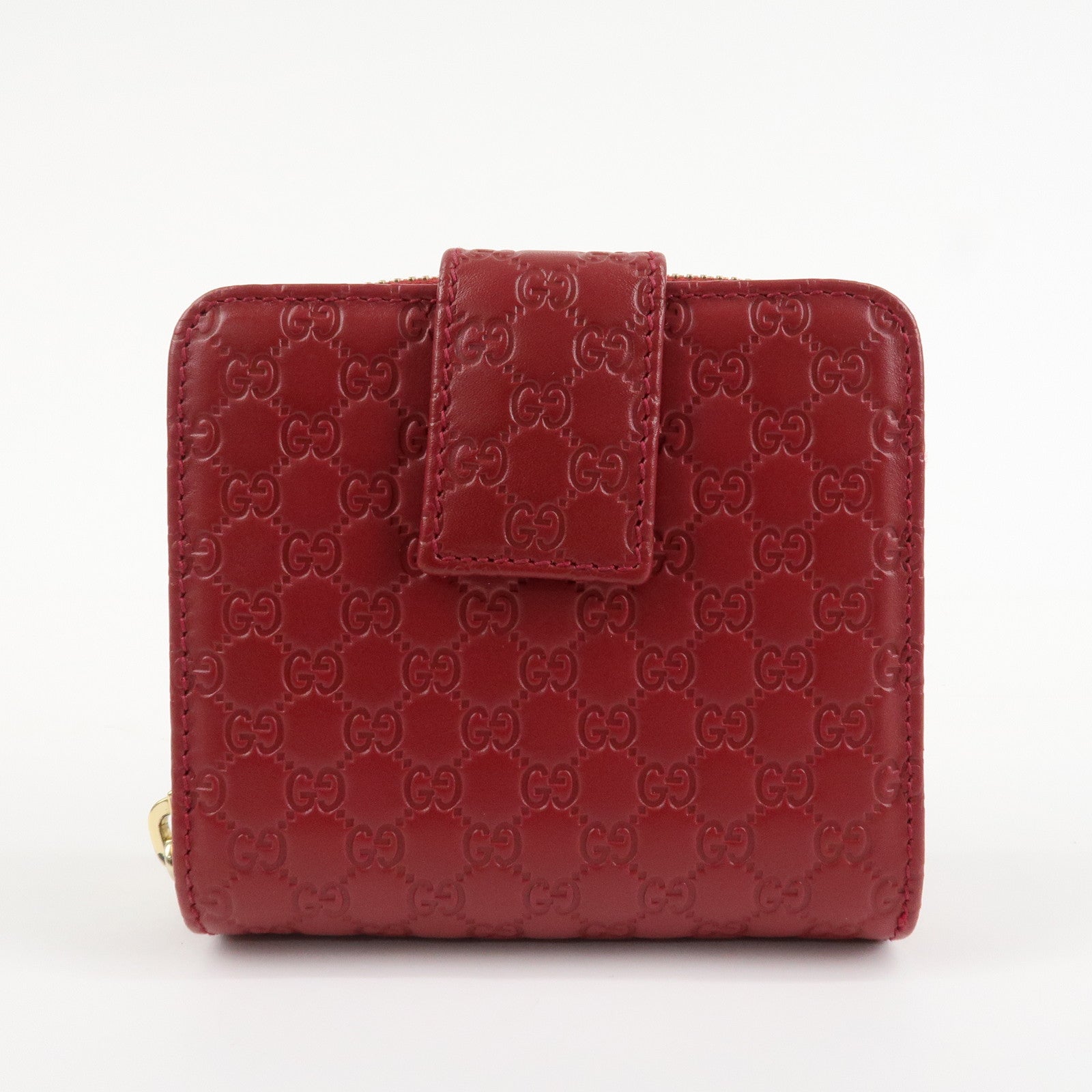 GUCCI Micro Guccissima Leather Bi-Fold Compact Wallet Red 449395 Used