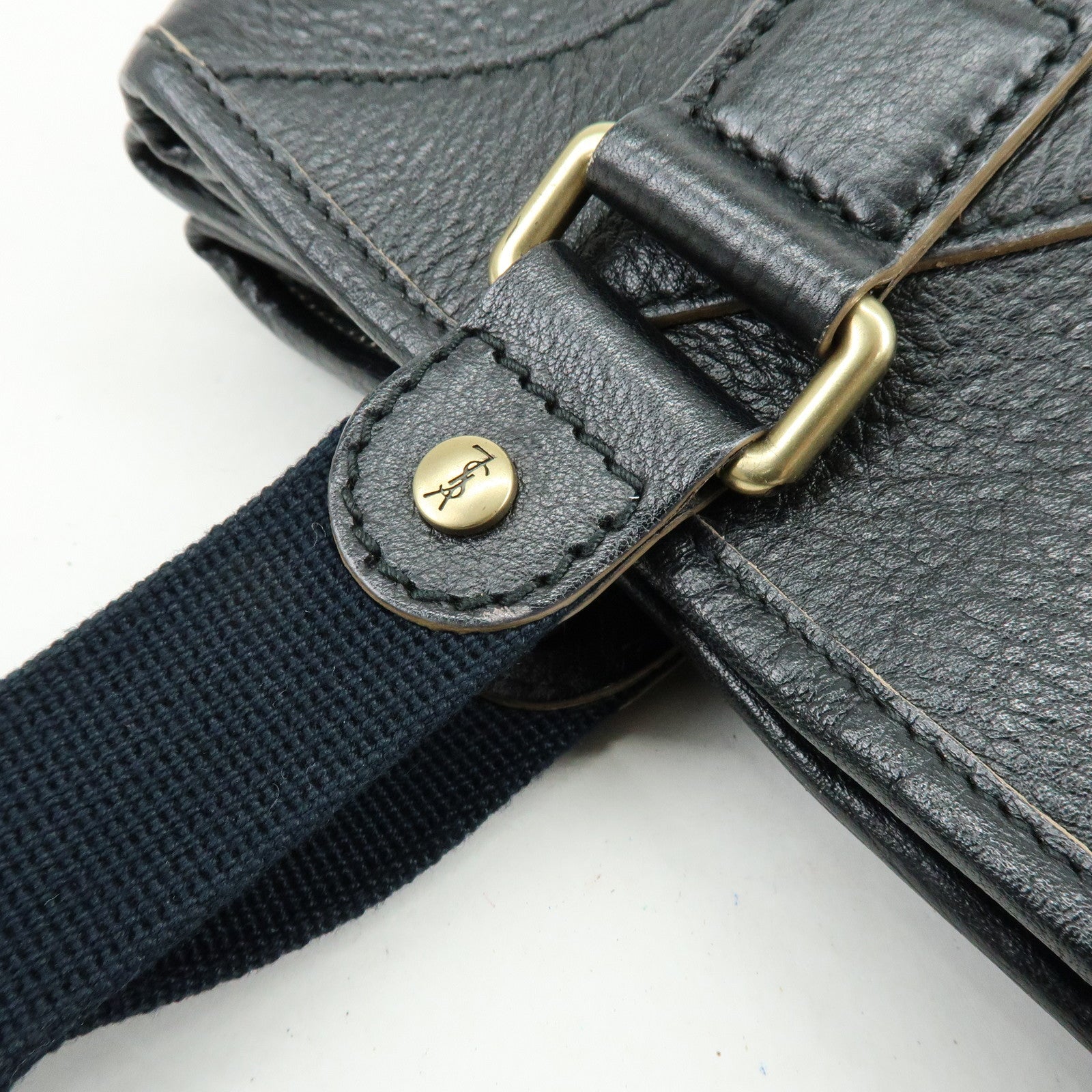 SAINT LAURENT PARIS YSL Y Line Calf Leather Tote Bag Black 168462