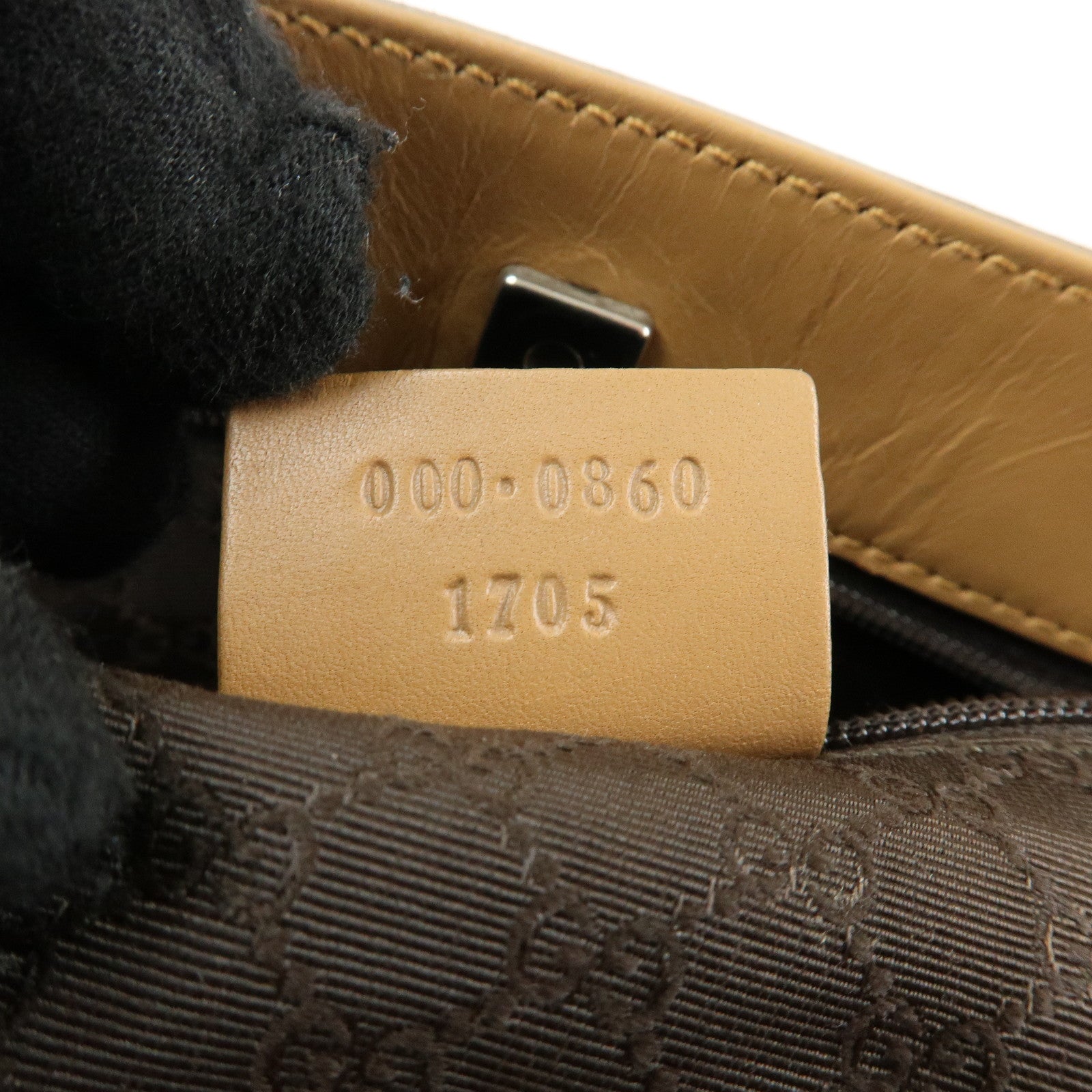 GUCCI Sherry Leather Canvas Hand Bag Beige Brown 000.0860