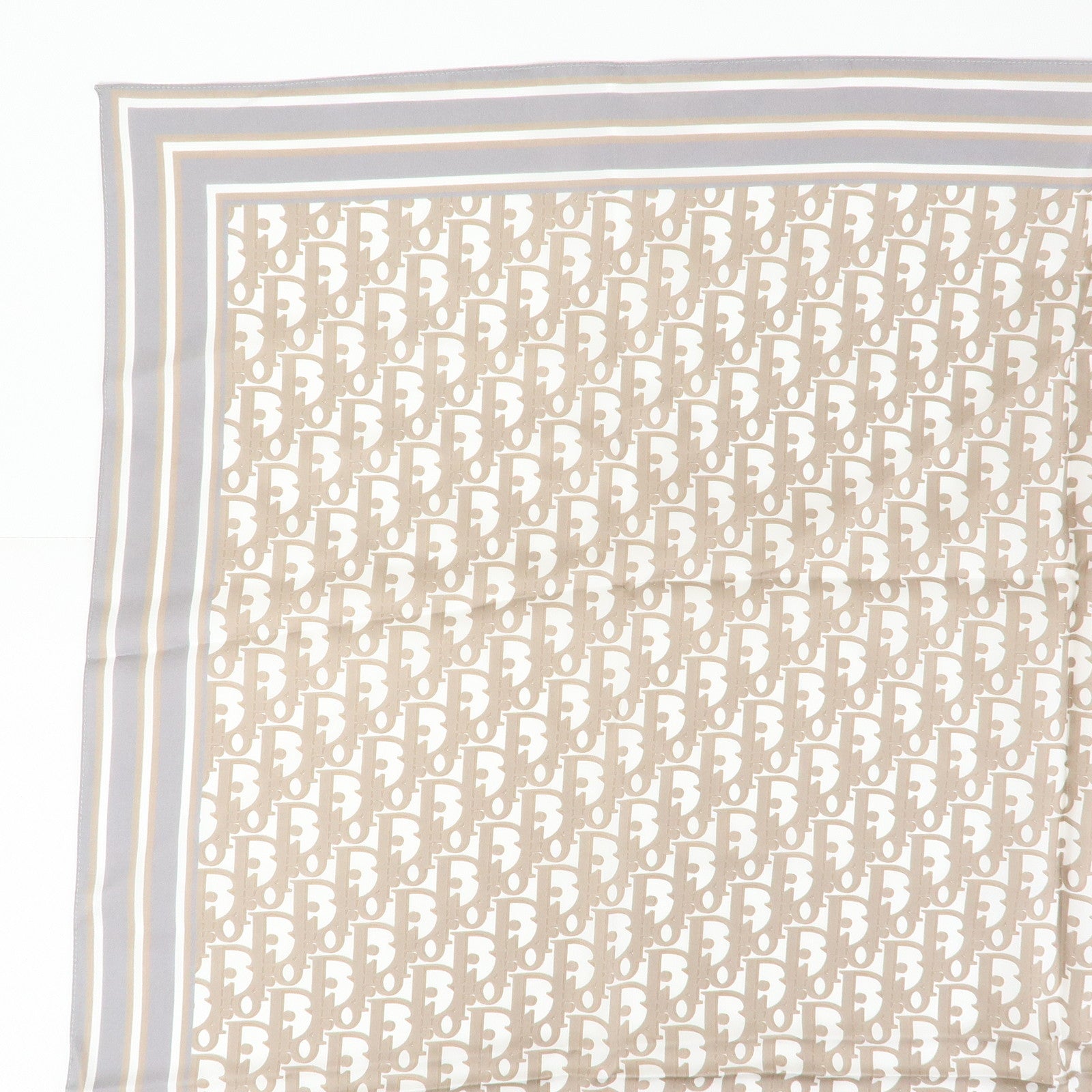 Christian Dior Trotter Silk100 % Scarf Beige Gray