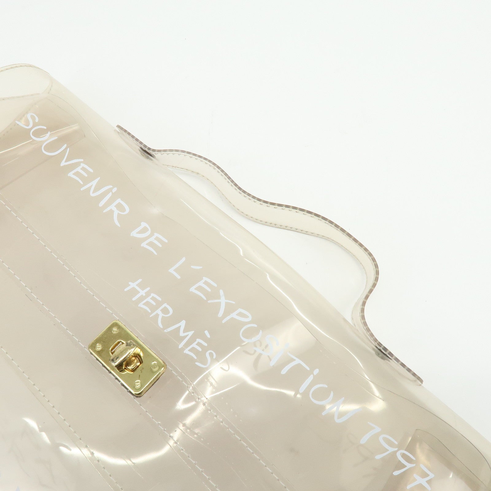 HERMES Kelly Vinyl Hand Bag Clear Transparent