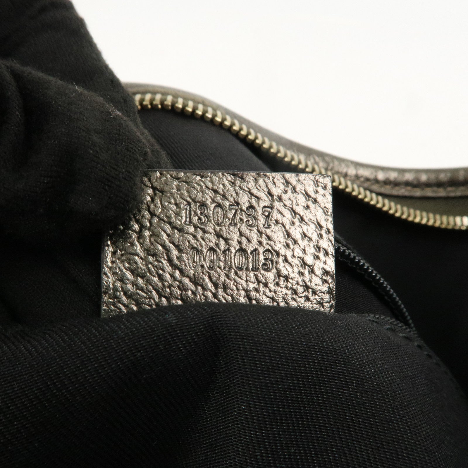 GUCCI Abbey Canvas Leather Shoulder Bag Beige Silver Gray 130737