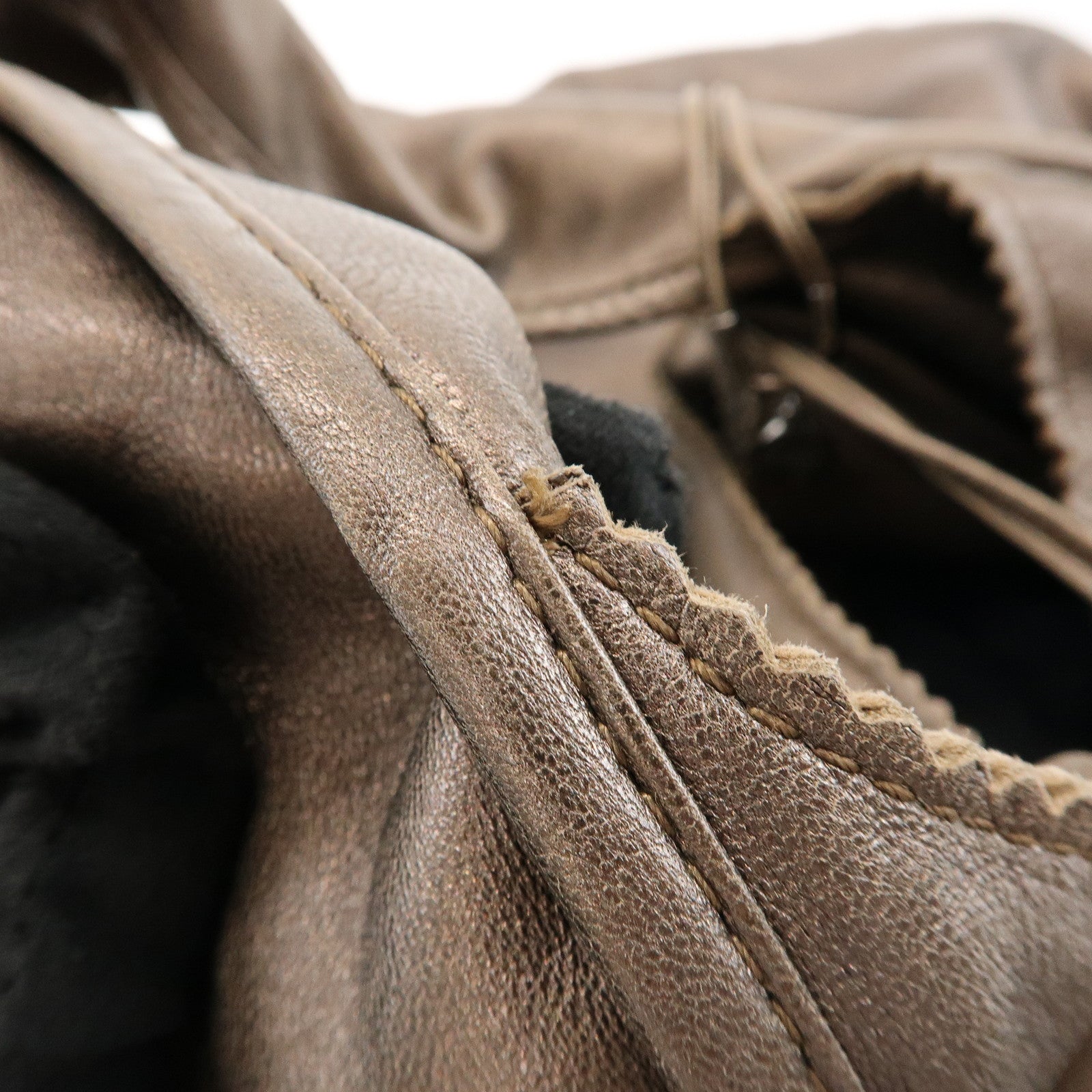 LOEWE Anagram Viento Leather Shoulder Bag Hand Bag Metallic Brown