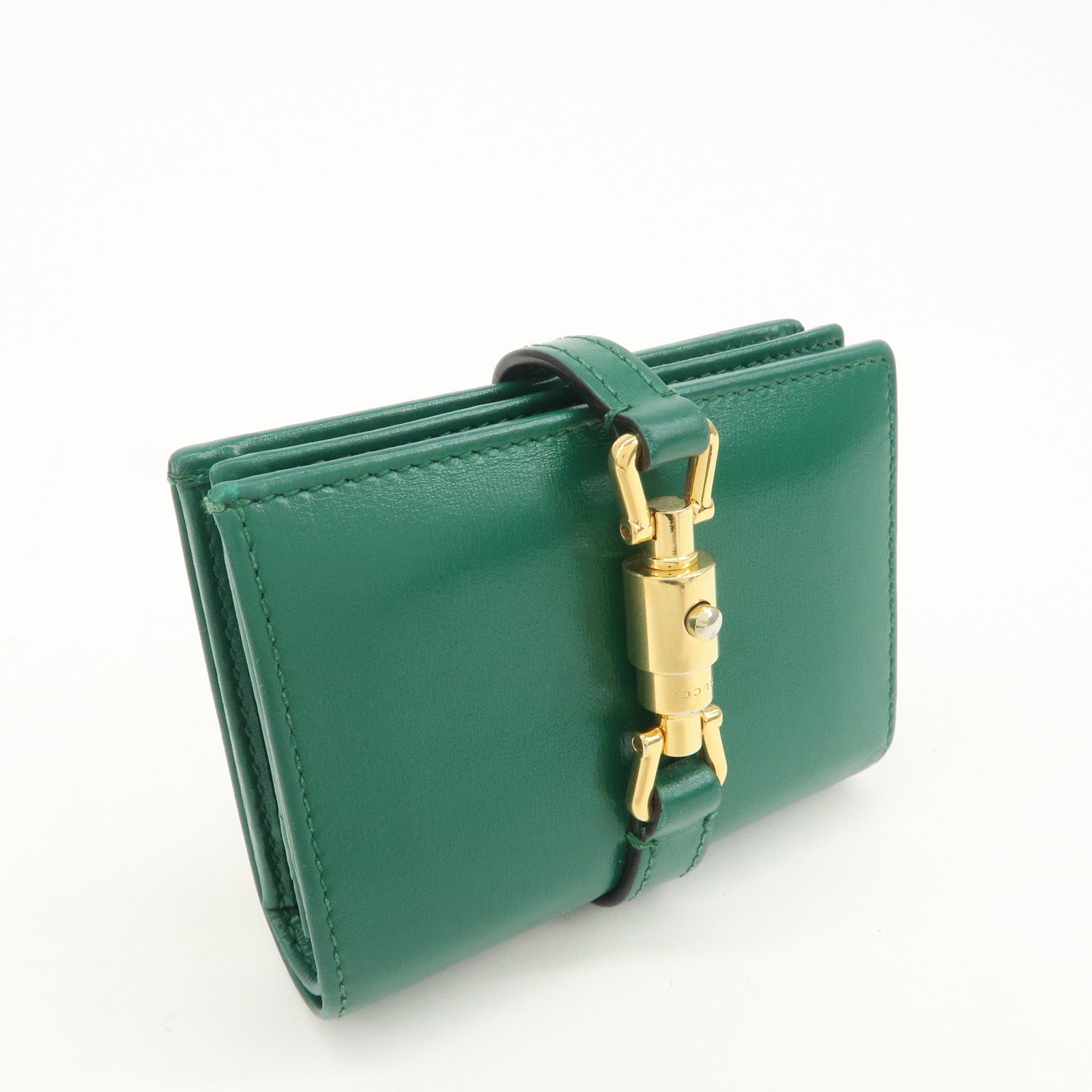 GUCCI Jackie 1961 Leather Bi-Fold Compact Wallet Green 645536