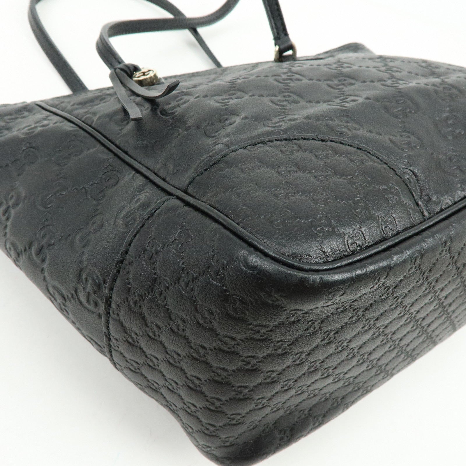 GUCCI Interlocking G Micro Guccissima Leather Hand Bag Black 353119