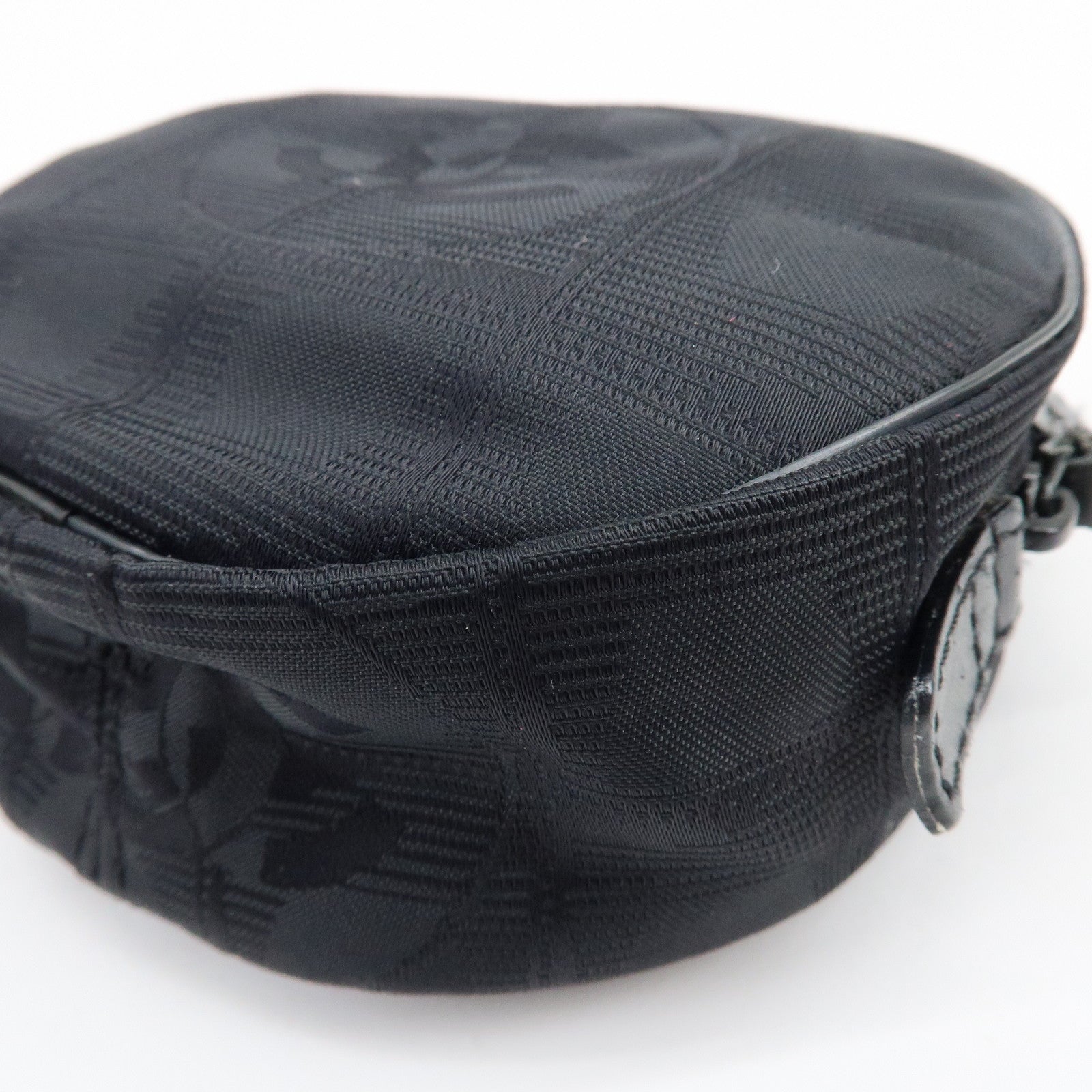 CHANEL New Travel Line Nylon Jacquard Leather Cosmetic Pouch Black